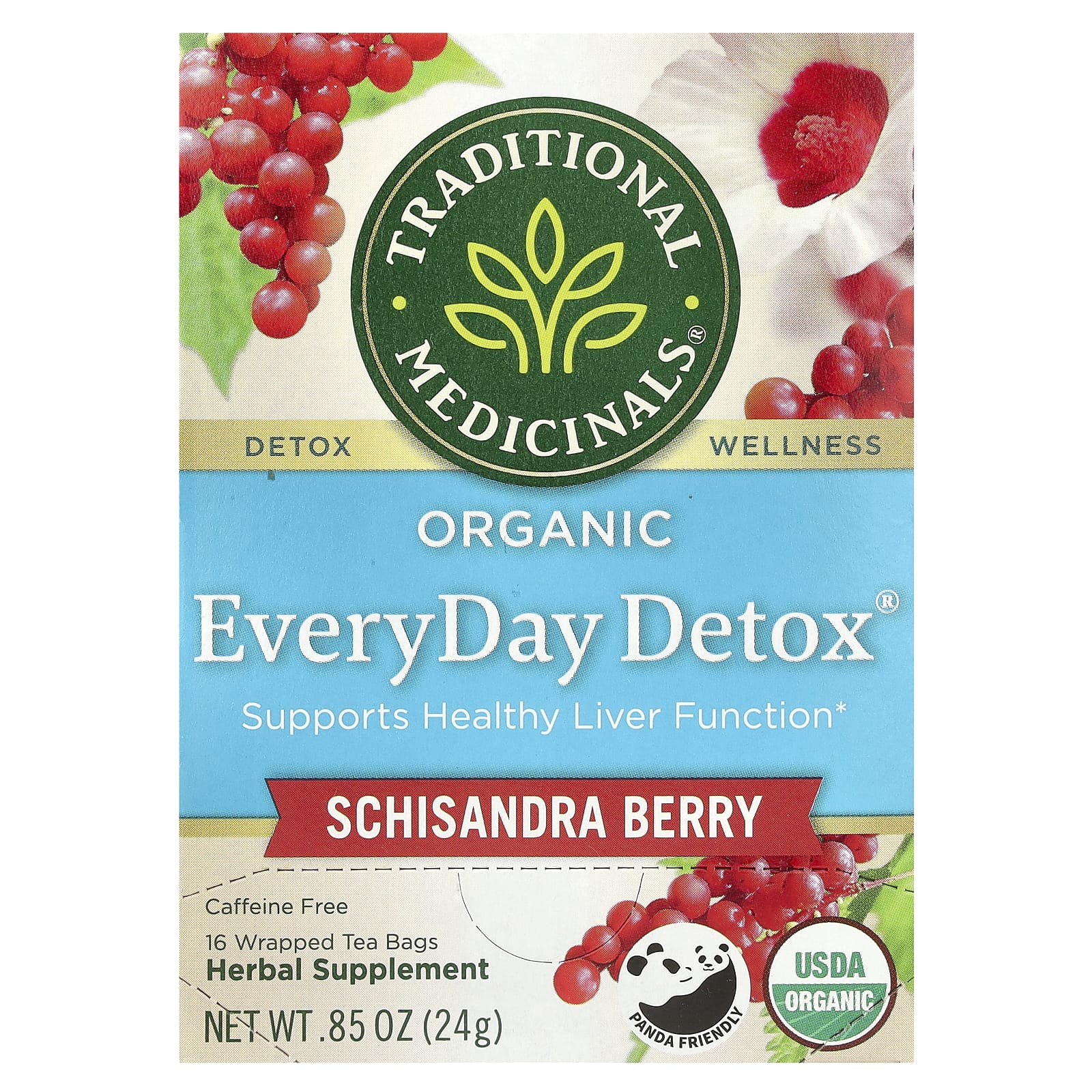 Traditional Medicinals Organic EveryDay Detox без кофеина лимонник 16 чайных пакетиков в упаковке 24 г 085 унции 1790₽
