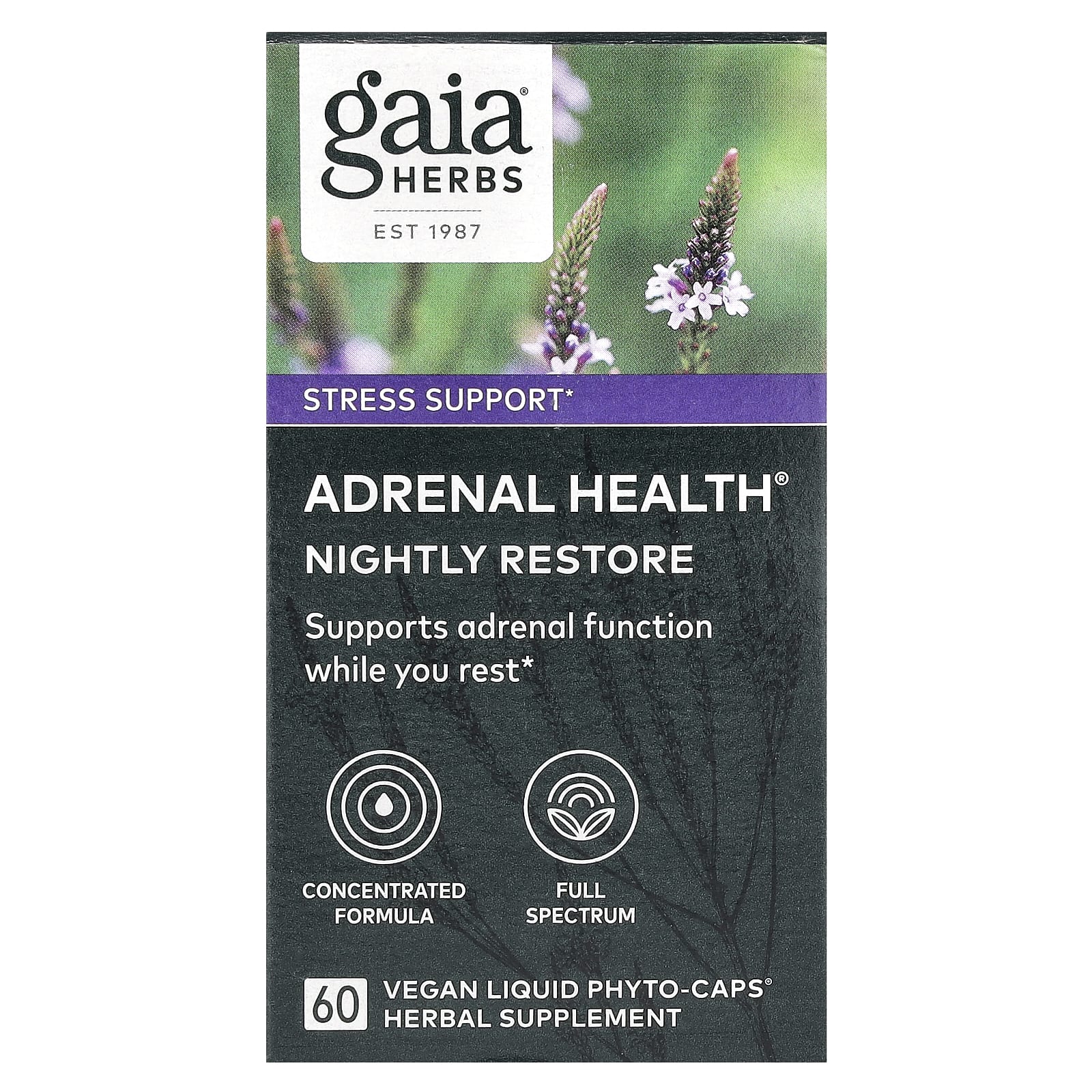 Gaia Herbs Adrenal Health ночное восстановление 60 растительных капсул Phyto-Caps 6090₽
