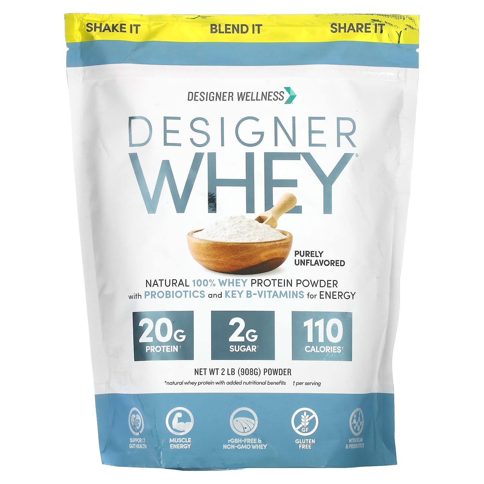 Designer Wellness Designer Whey натуральный 100-ный сывороточный белок чистый без вкуса 908 г 7990₽