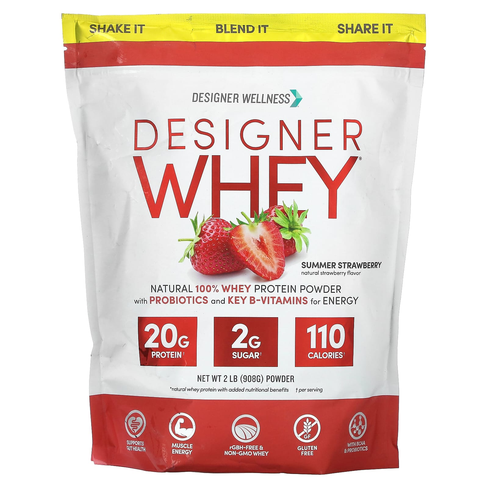 Designer Wellness Designer Whey натуральный 100 сывороточный протеин со вкусом летней клубники 908 г 6790₽