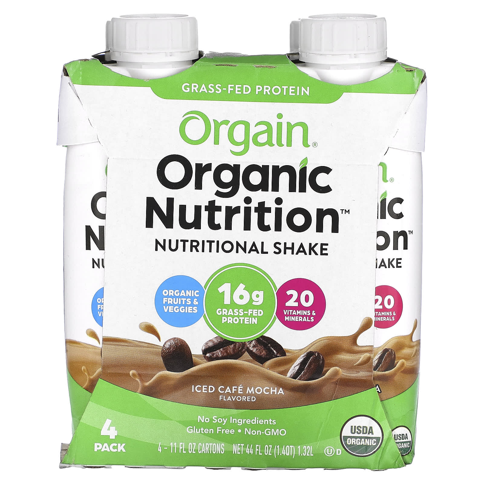 Orgain Organic Nutrition питательный коктейль ледяной кофейный мокко 4 пакетика по 330 мл 11 жидк Унций 2090₽
