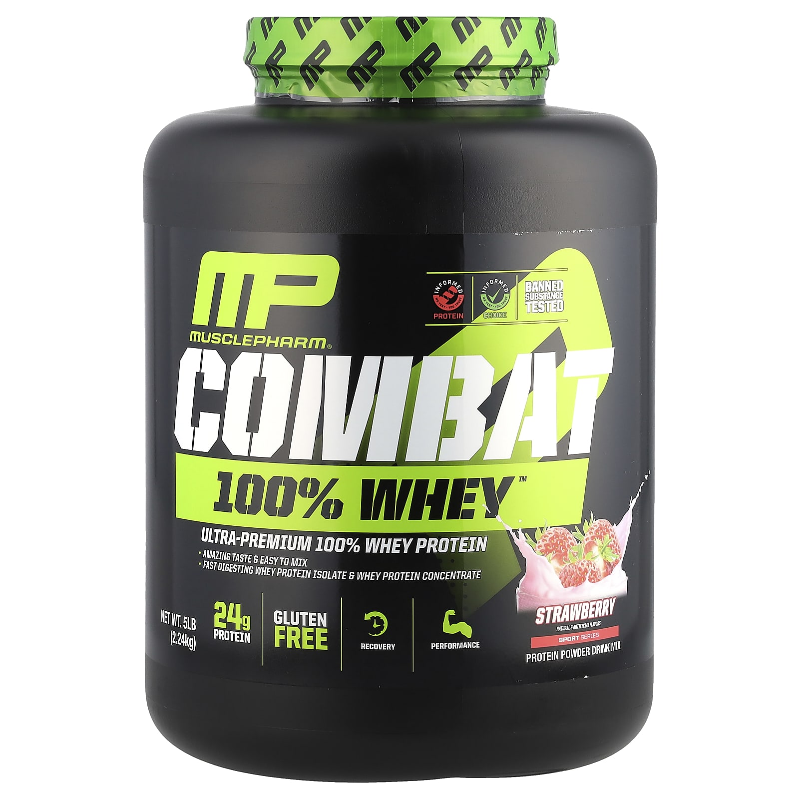 MusclePharm Combat 100 сывороточный протеин со вкусом клубники 227 кг 5 фунтов 16190₽