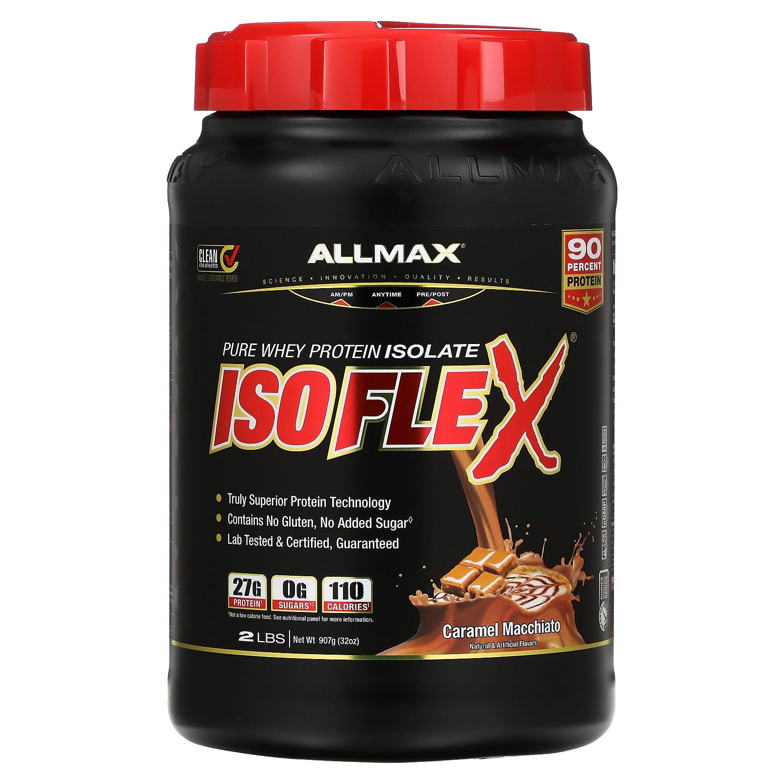 ALLMAX ISOFLEX чистый изолят сывороточного протеина карамель макиато 2 фунта 907 г 11290₽