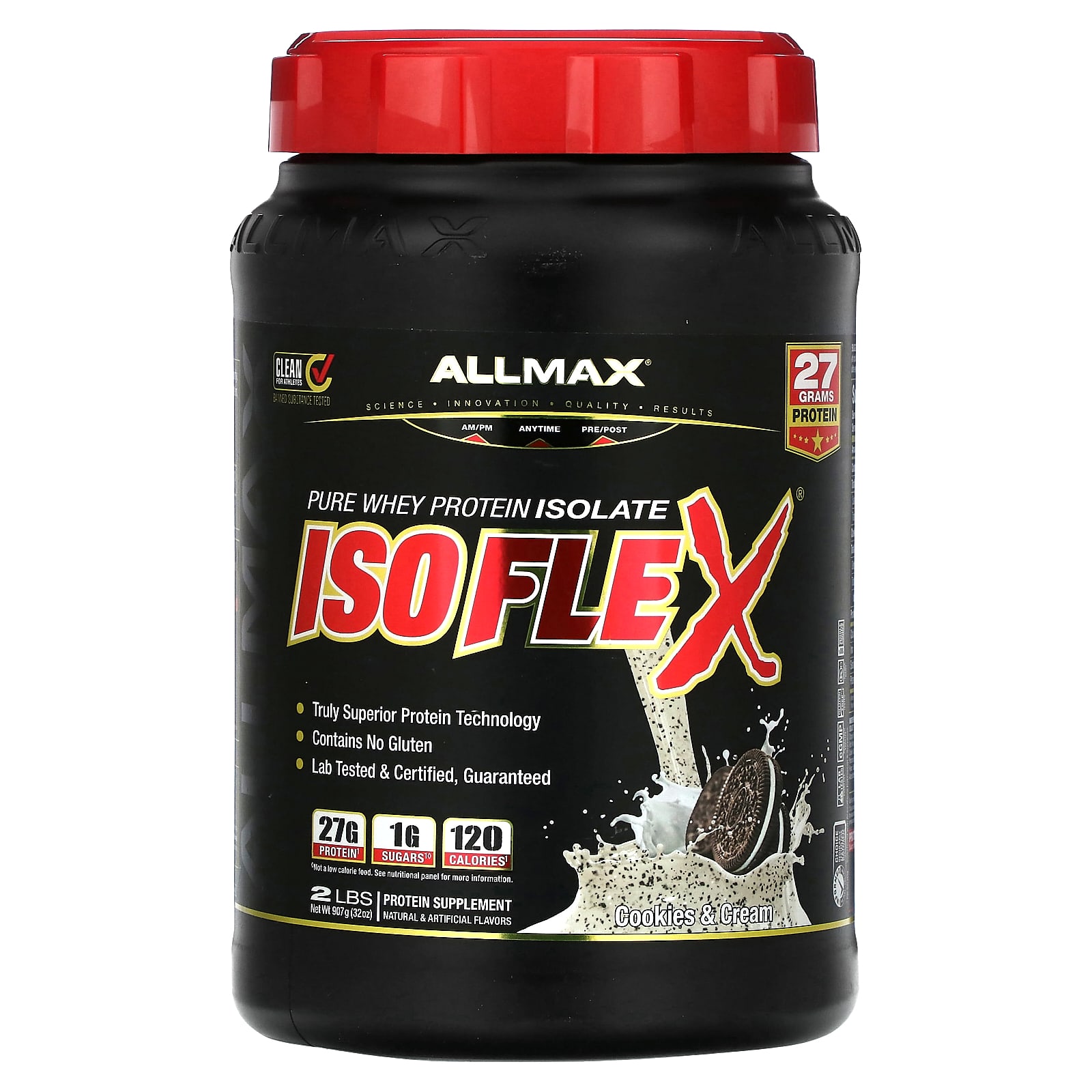 ALLMAX ISOFLEX чистый изолят сывороточного протеина печенье и сливки 907 г 2 фунта 10090₽