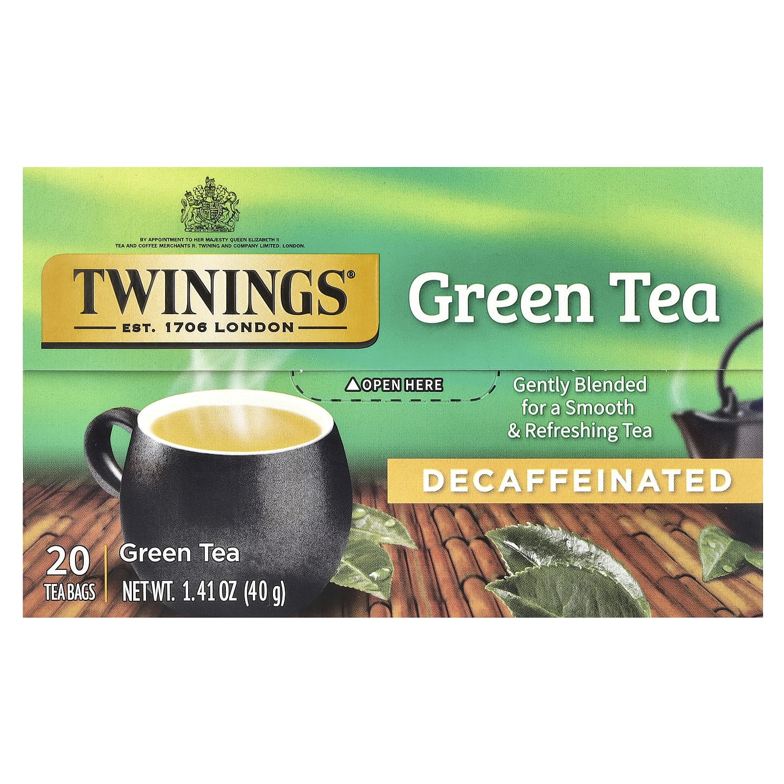 Twinings зелёный чай без кофеина 20 чайных пакетиков 40 г 141 унции 1590₽