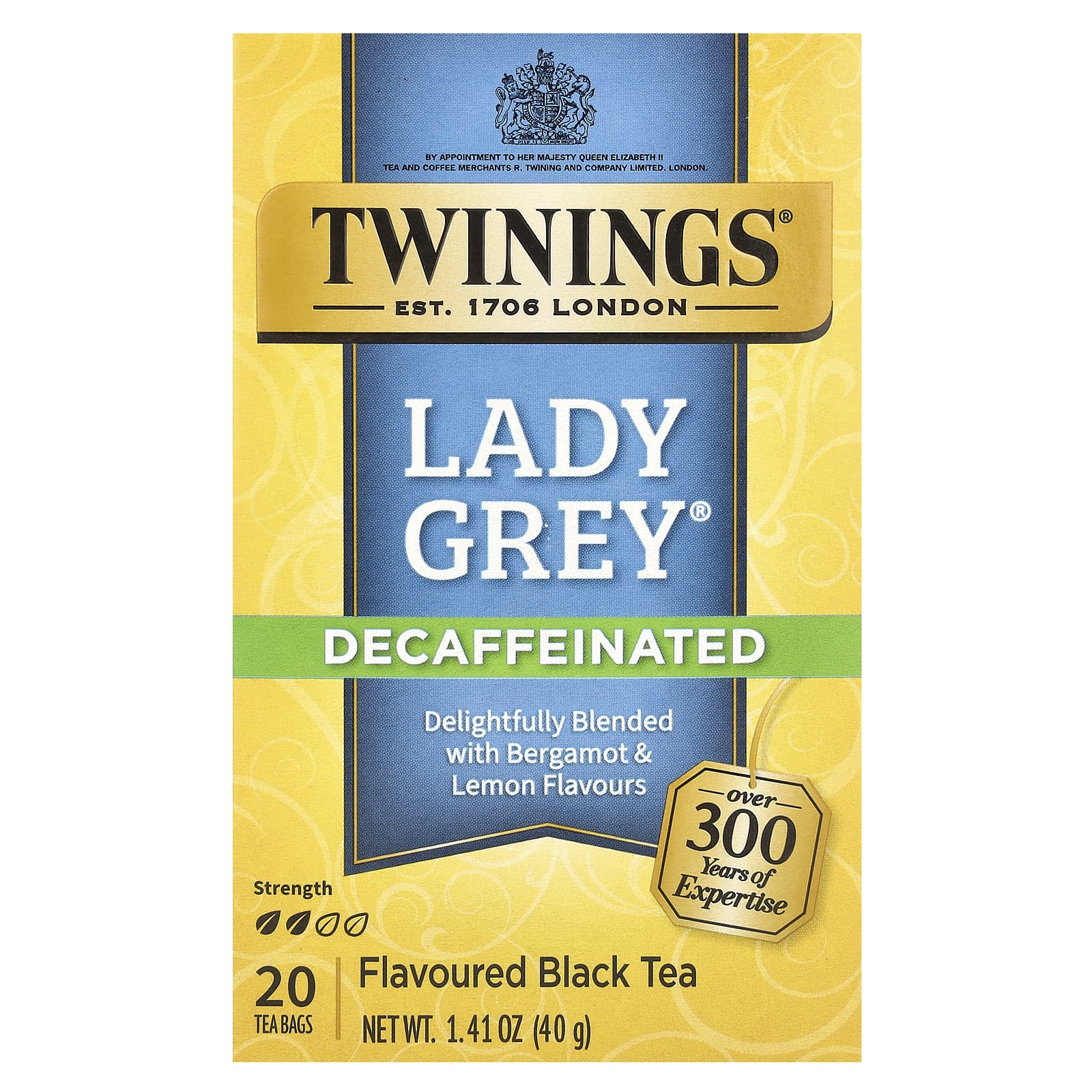 Twinings Lady Grey черный чай без кофеина 20 чайных пакетиков 40 г 141 унции 1590₽