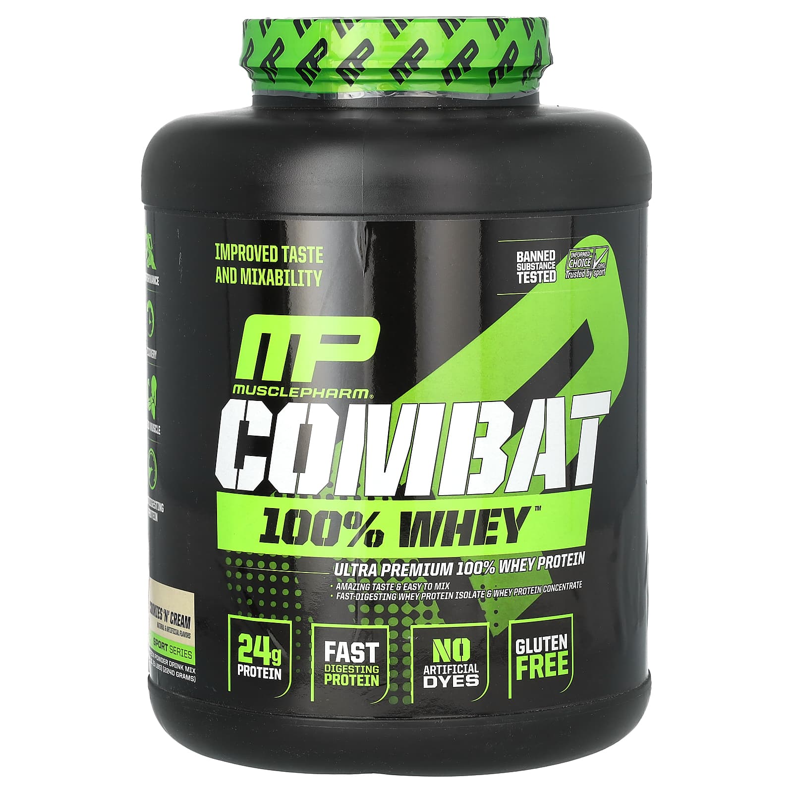 MusclePharm Combat 100 сывороточный протеин печенье и крем 2240 г 5 фунтов 16190₽