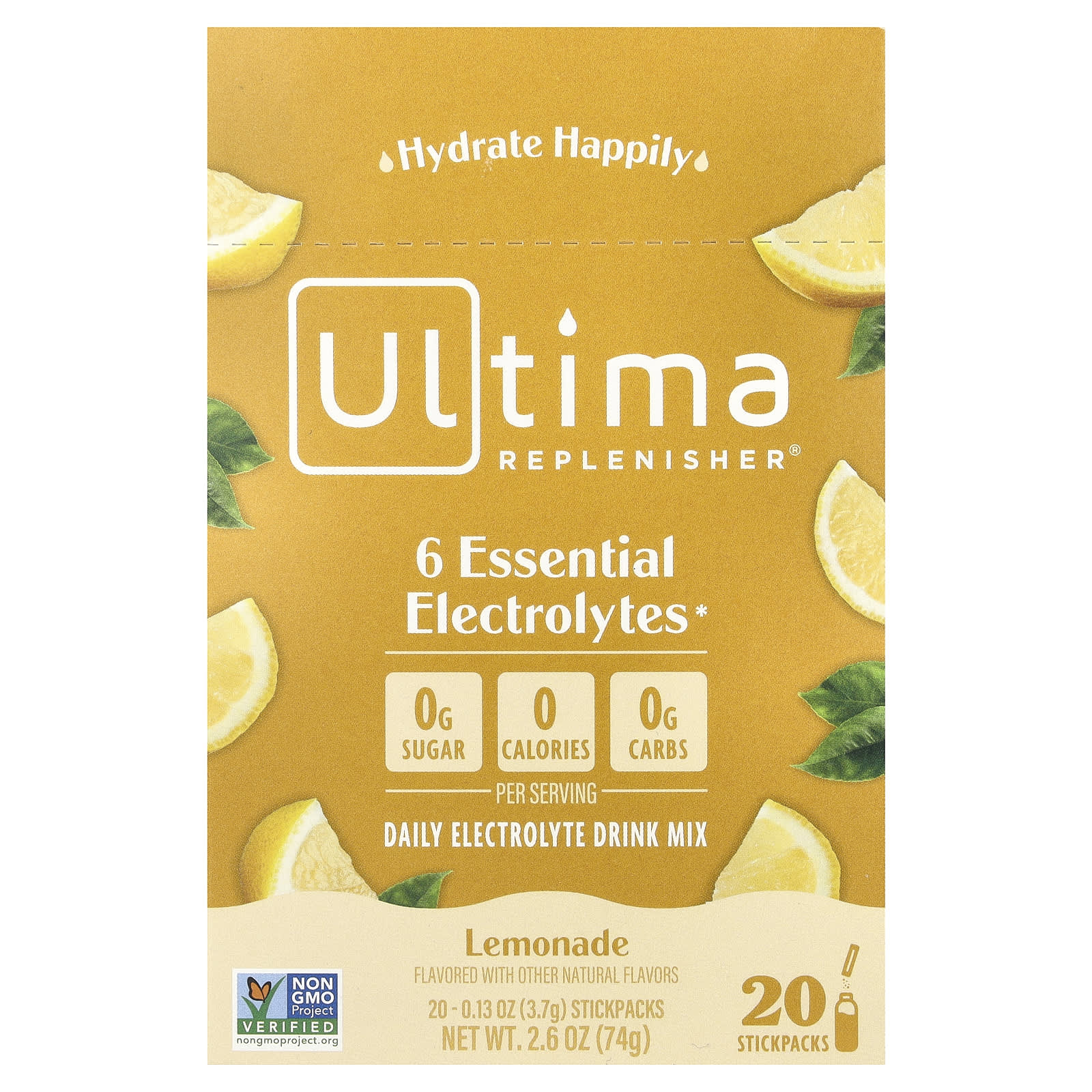 Ultima Replenisher, порошок электролитов со вкусом лимонада, 20 пакетиков, 0,12 унций (3,5 г)