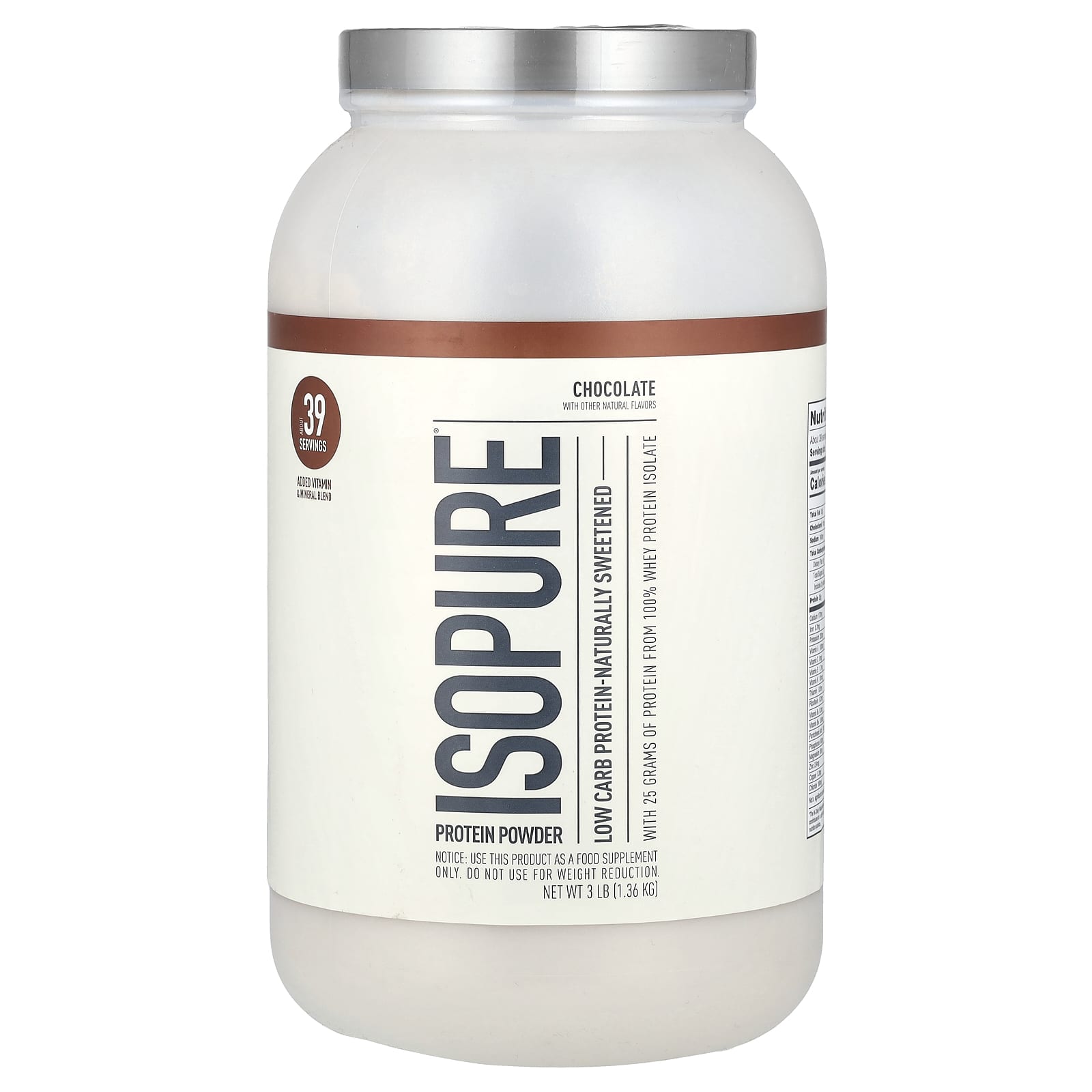 Isopure Изолят сывороточного белка со вкусом натурального шоколада 3 фунта 1361 г 14990₽