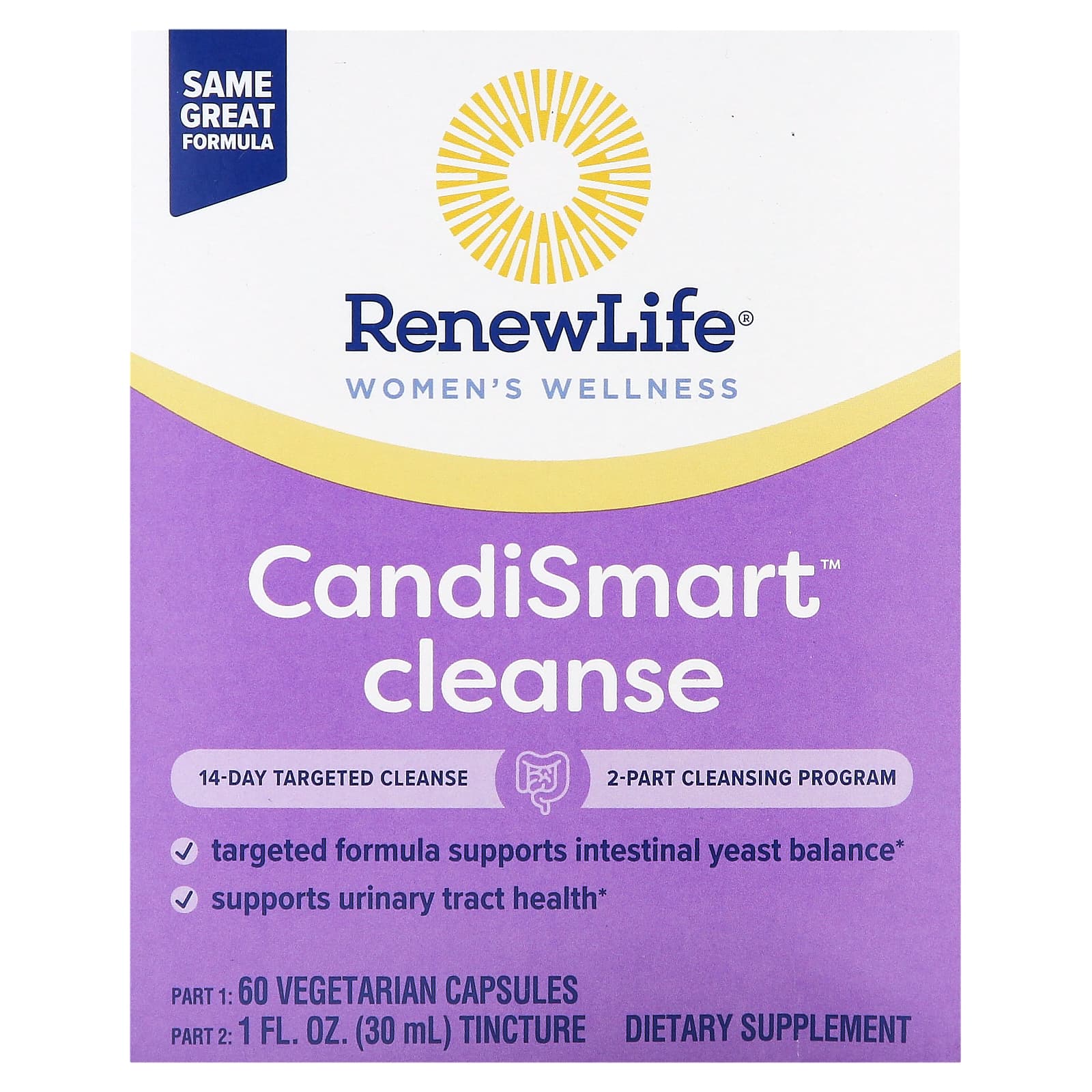 Renew Life, CandiSmart Cleanse, средство для очищения организма за 14 дней, 2 части