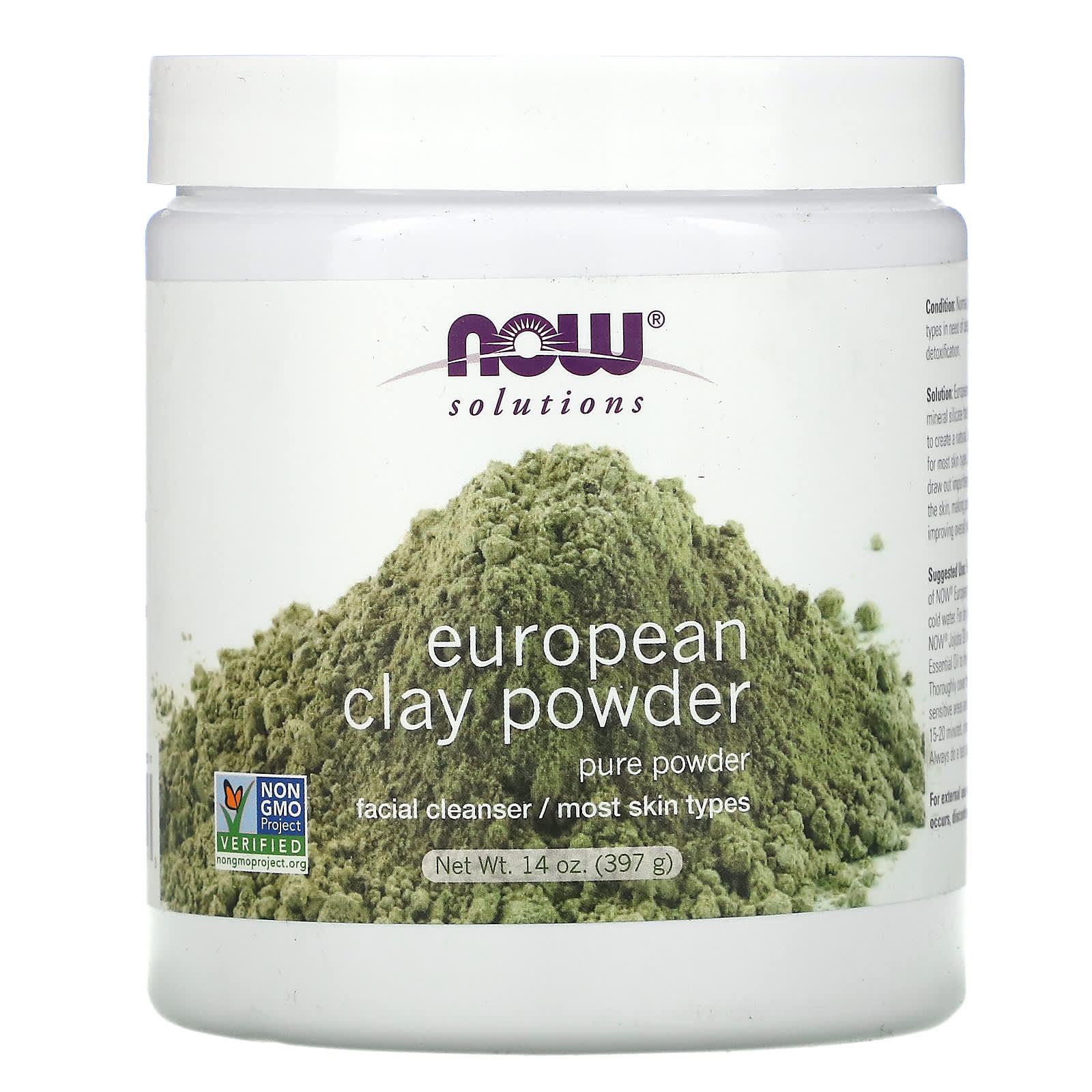 NOW Foods Solutions European Clay Powder 397 г 14 унций 2190₽