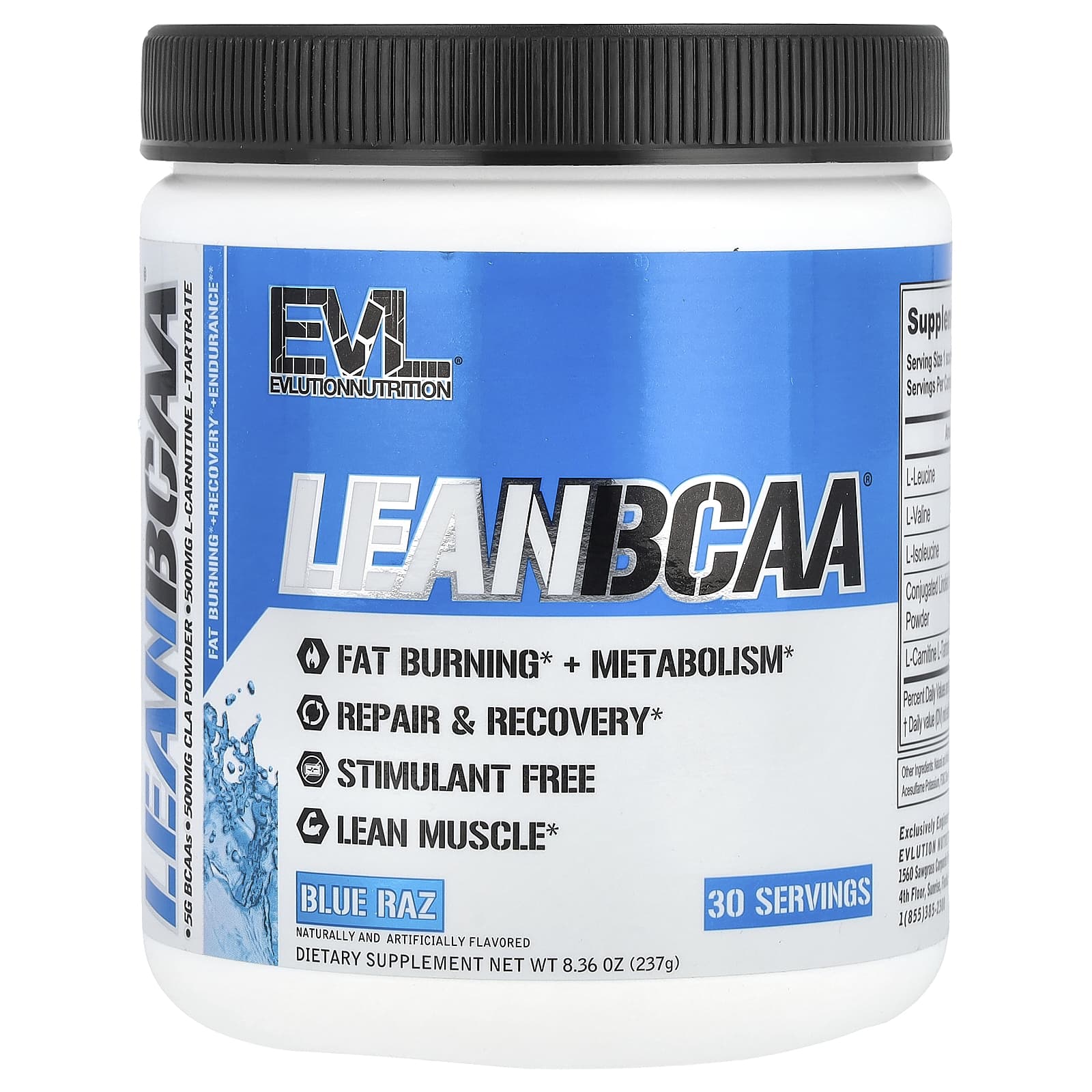 EVLution Nutrition Lean BCAA Blue Raz 237 г 836 унции 2490₽