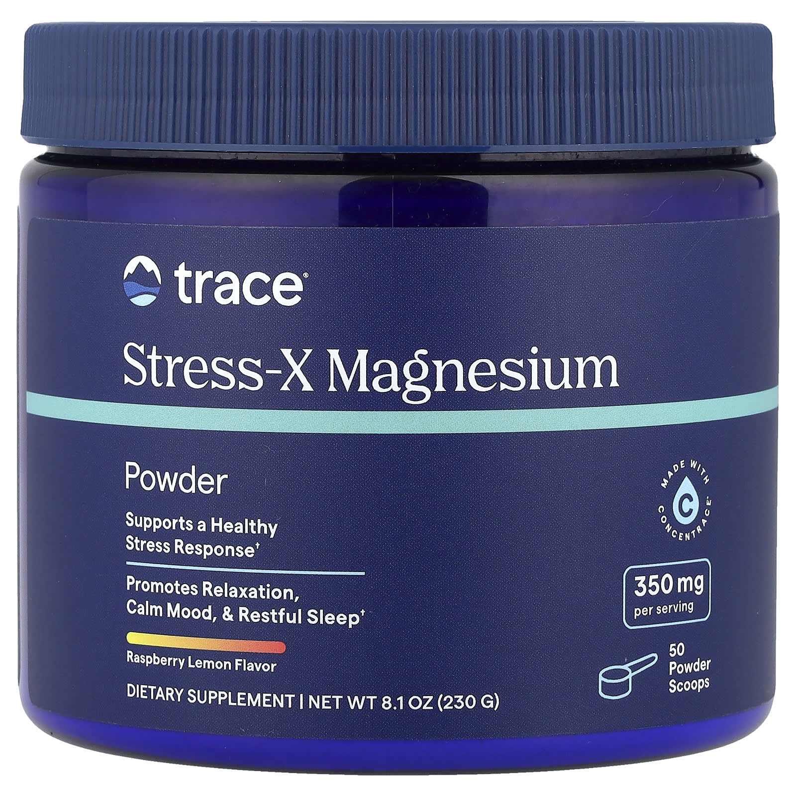 Trace Minerals Stress-X магний в порошке со вкусом малины и лимона 350 мг 240 г 85 унции 3590₽