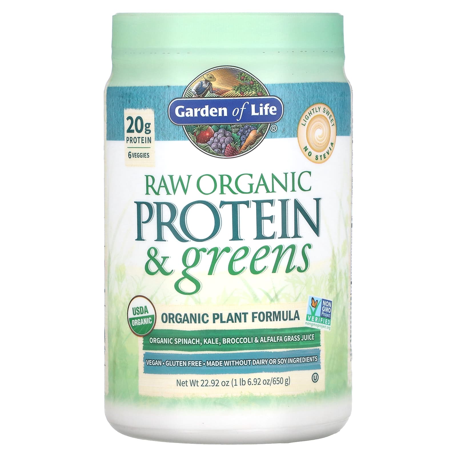 Garden of Life RAW Protein - Greens органическая растительная формула слегка сладкое 650 г 2292 унции 6790₽