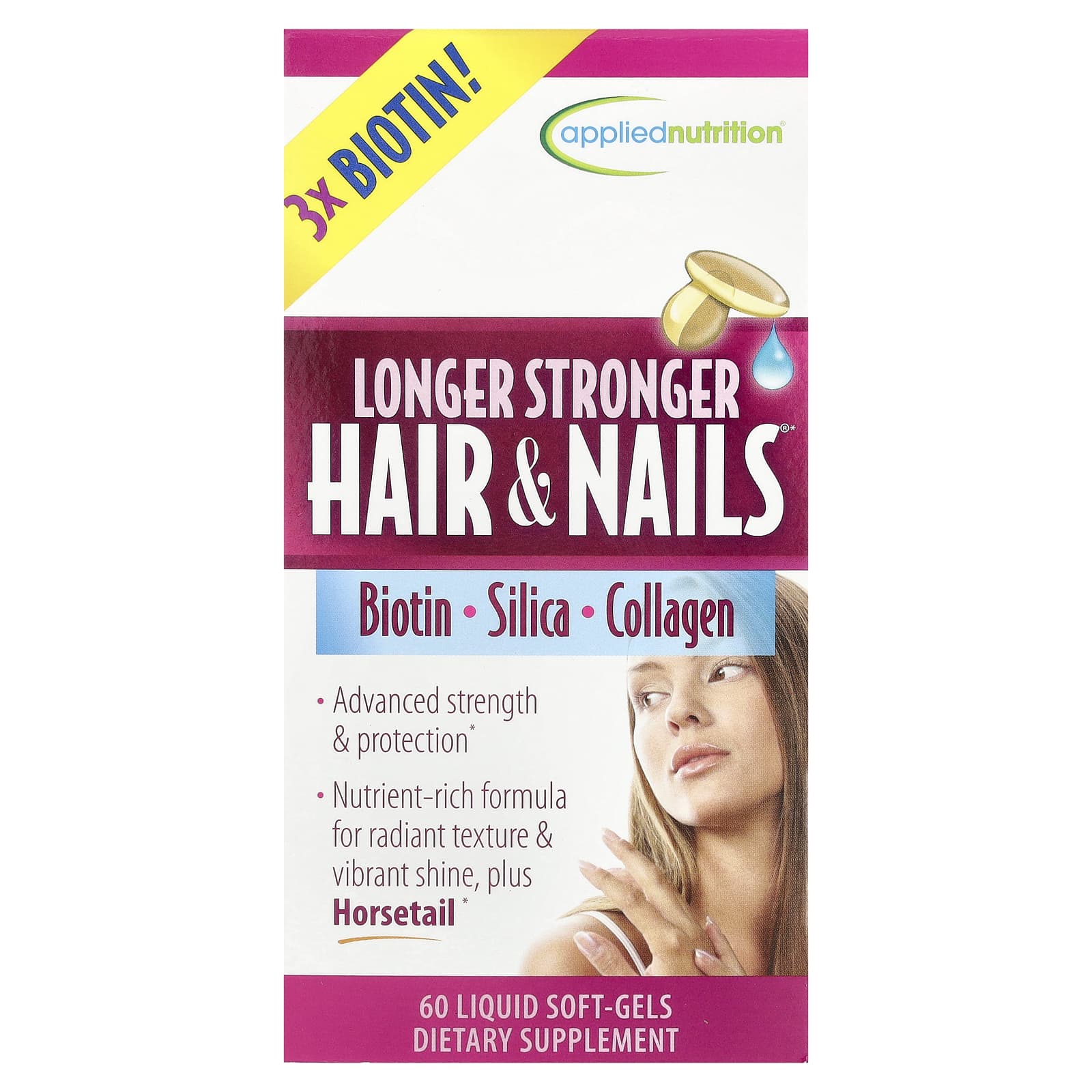 Applied Nutrition Более длинные и сильные волосы и ногти 60 жидких гелевых капсул 2990₽