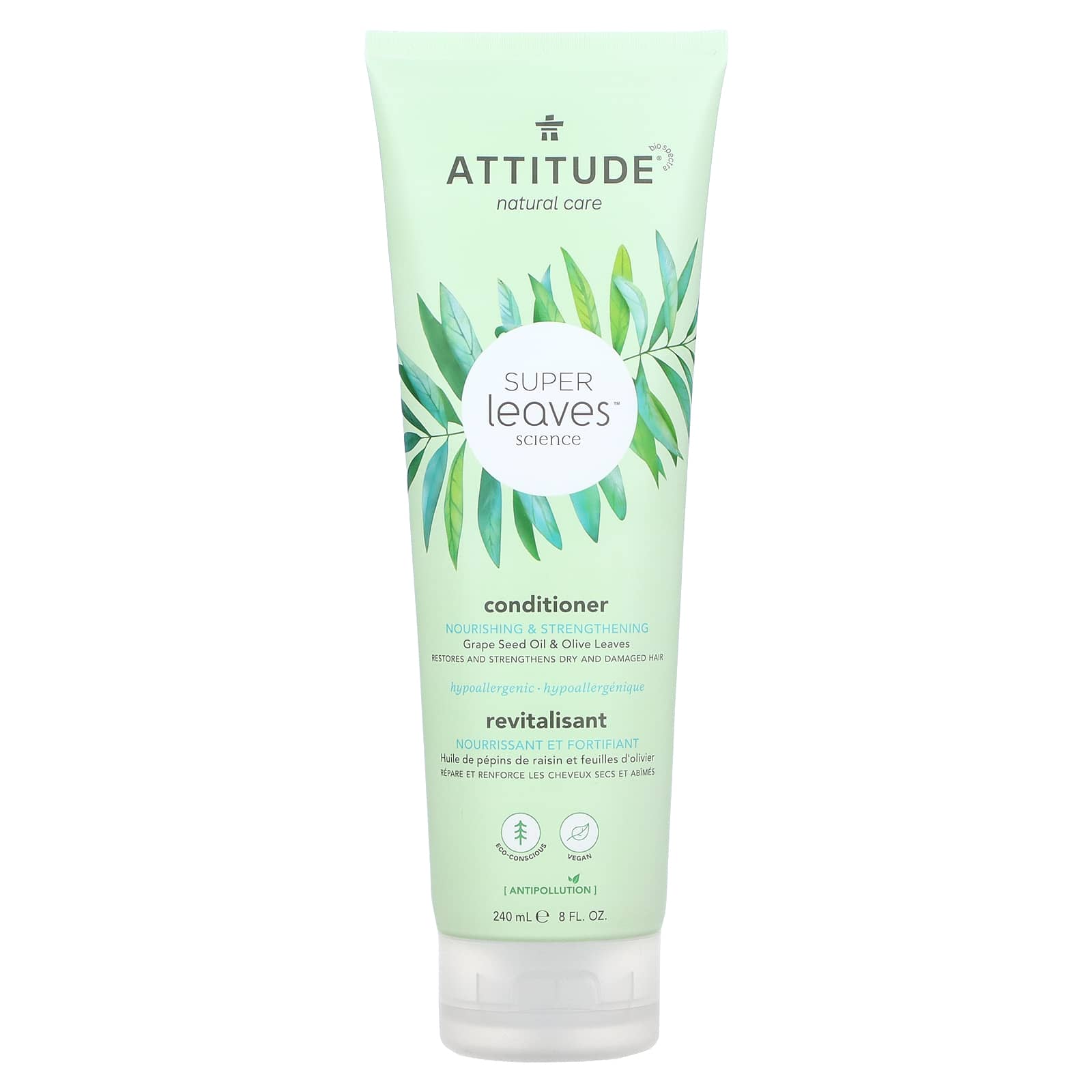 ATTITUDE Super Leaves Science натуральный кондиционер питает и укрепляет Масло из виноградных косточек и листья оливы 240 мл 8 oz 2390₽