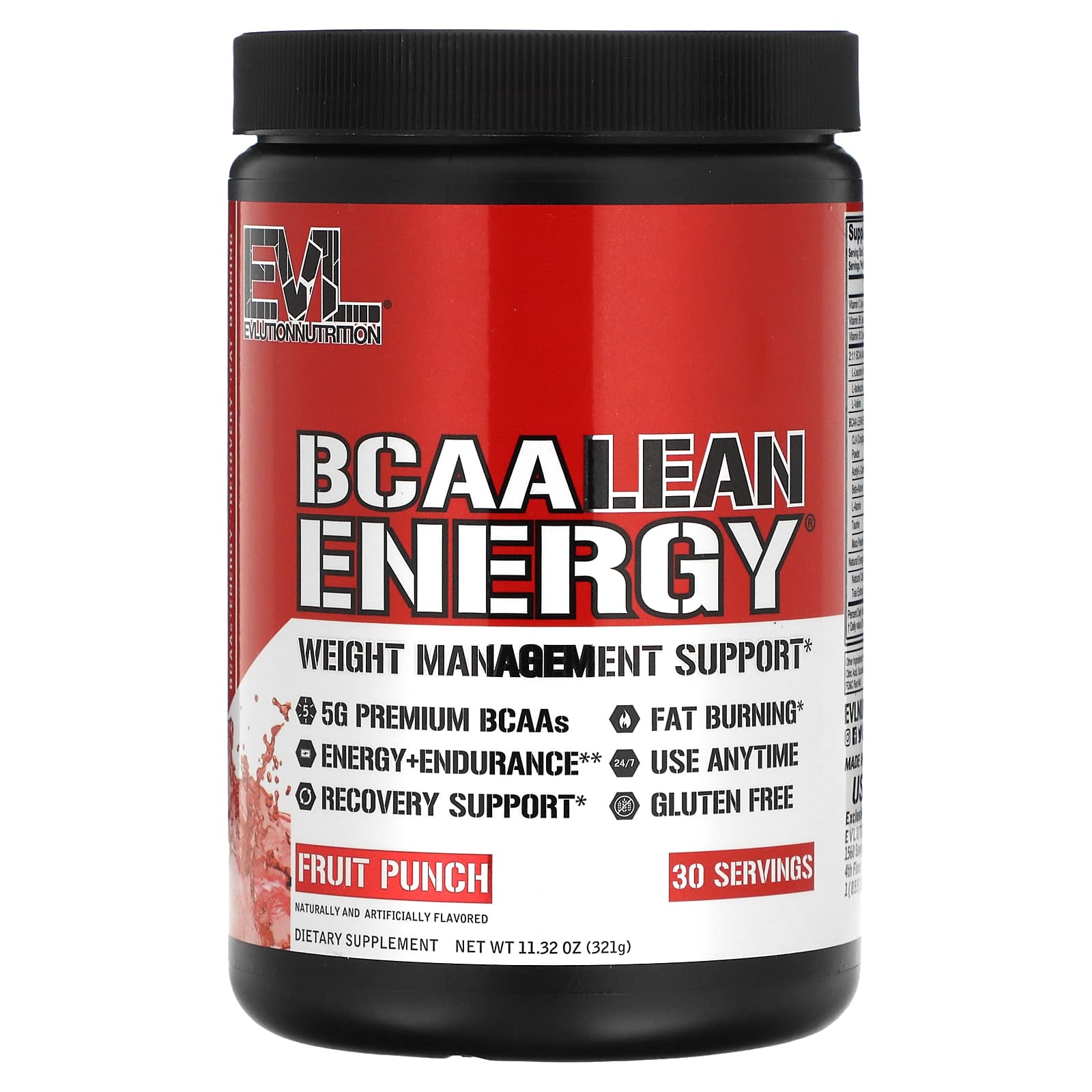 EVLution Nutrition BCAA LEAN ENERGY фруктовый пунш 321 г 1132 унции 4190₽
