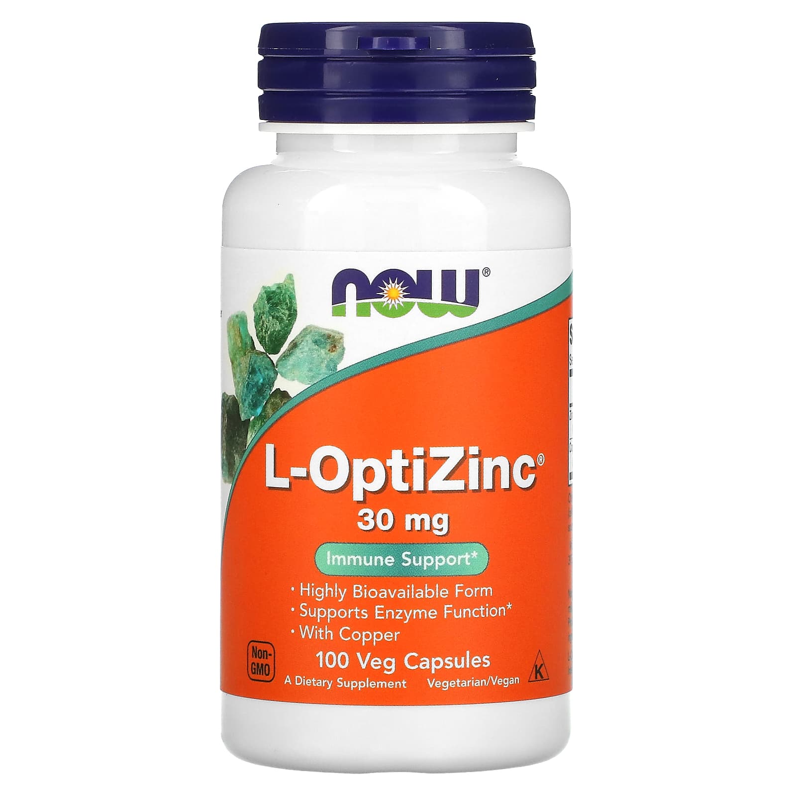 NOW Foods L-OptiZinc 30 мг 100 растительных капсул 1790₽
