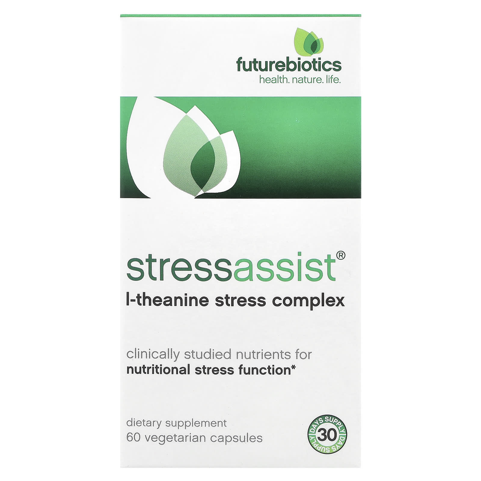 Futurebiotics, Stressassist, комплекс для снятия стресса с L-теанином, 60 вегетарианских капсул