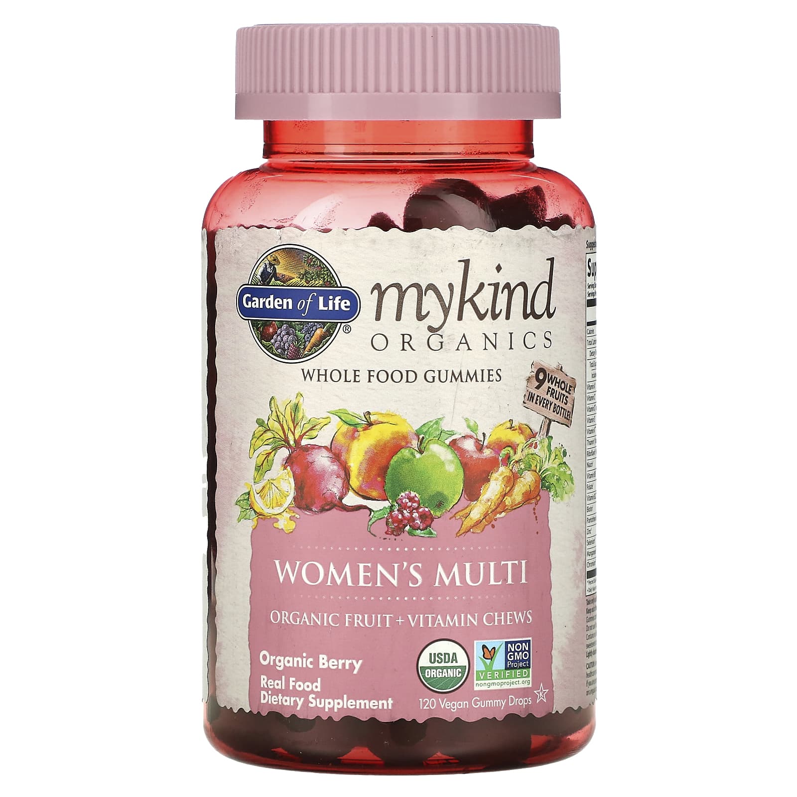 Garden of Life MyKind Organics мультивитамины для женщин органические ягоды 120 веганских жевательных таблеток 5090₽