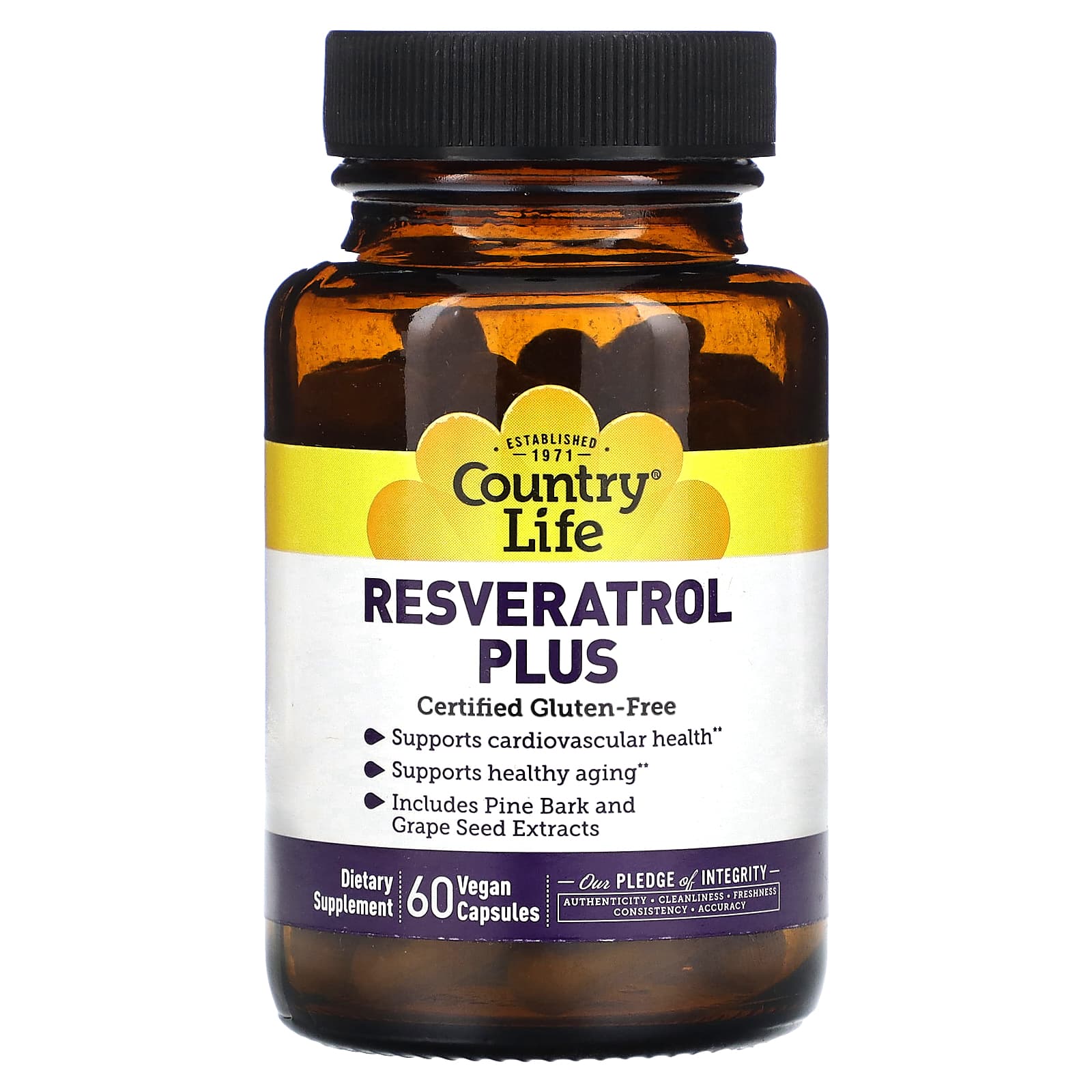Country Life Resveratrol Plus ресвератрол 60 веганских капсул 4690₽