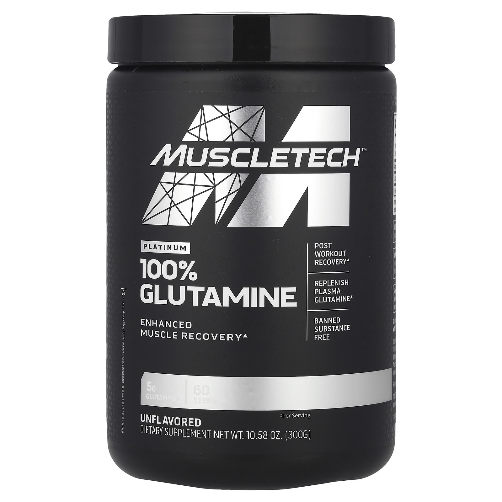 MuscleTech Platinum 100 глутамин без вкусовых добавок 300 г 1058 унции 2890₽