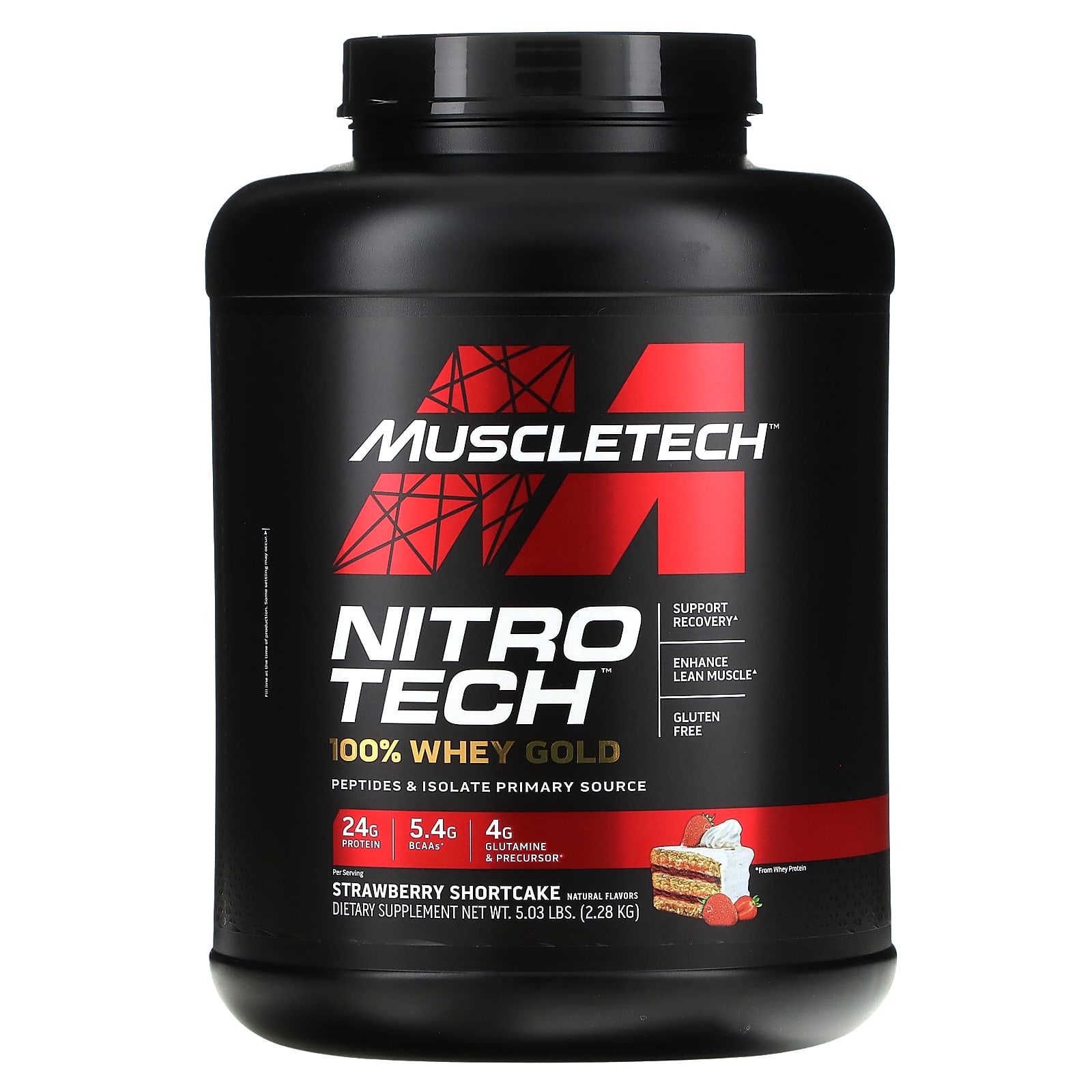 MuscleTech Nitro Tech 100 Whey Gold вкус песочного печенья с клубникой 228 кг 503 фунта 12390₽
