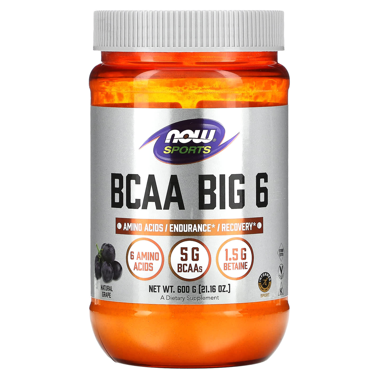 NOW Foods Sports BCAA Big 6 натуральный виноград 600 г 2116 унции 5890₽