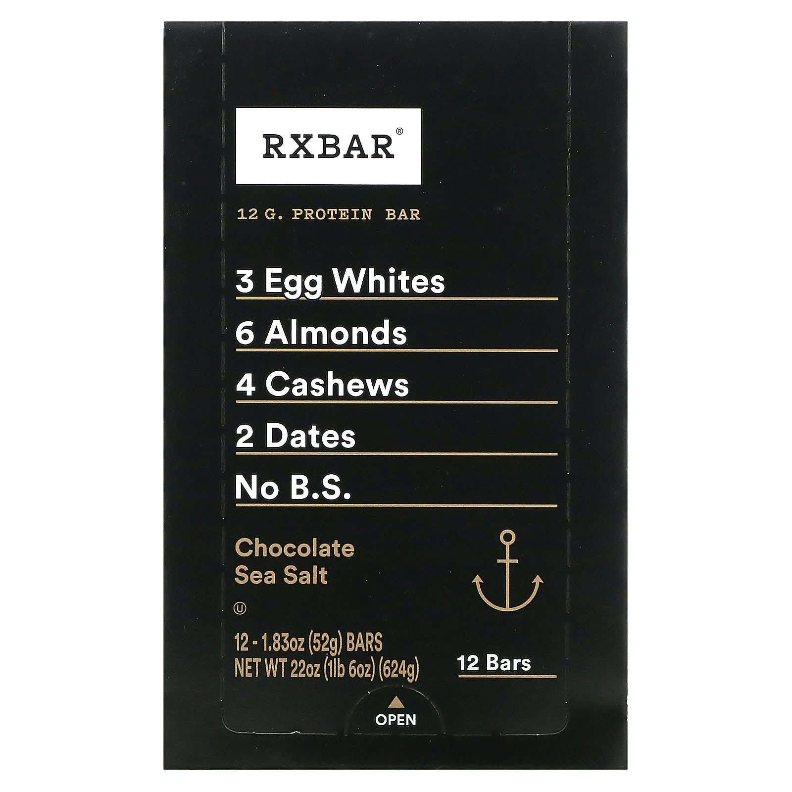 RXBAR, Protein Bar, шоколадная морская соль, 12 батончиков, 52 г (1,83 унции)