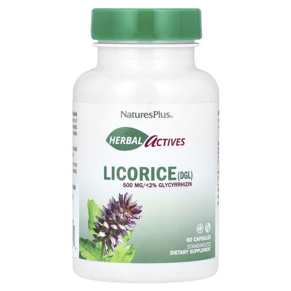 NaturesPlus, Herbal Actives, солодка, 500 мг, 60 капсул