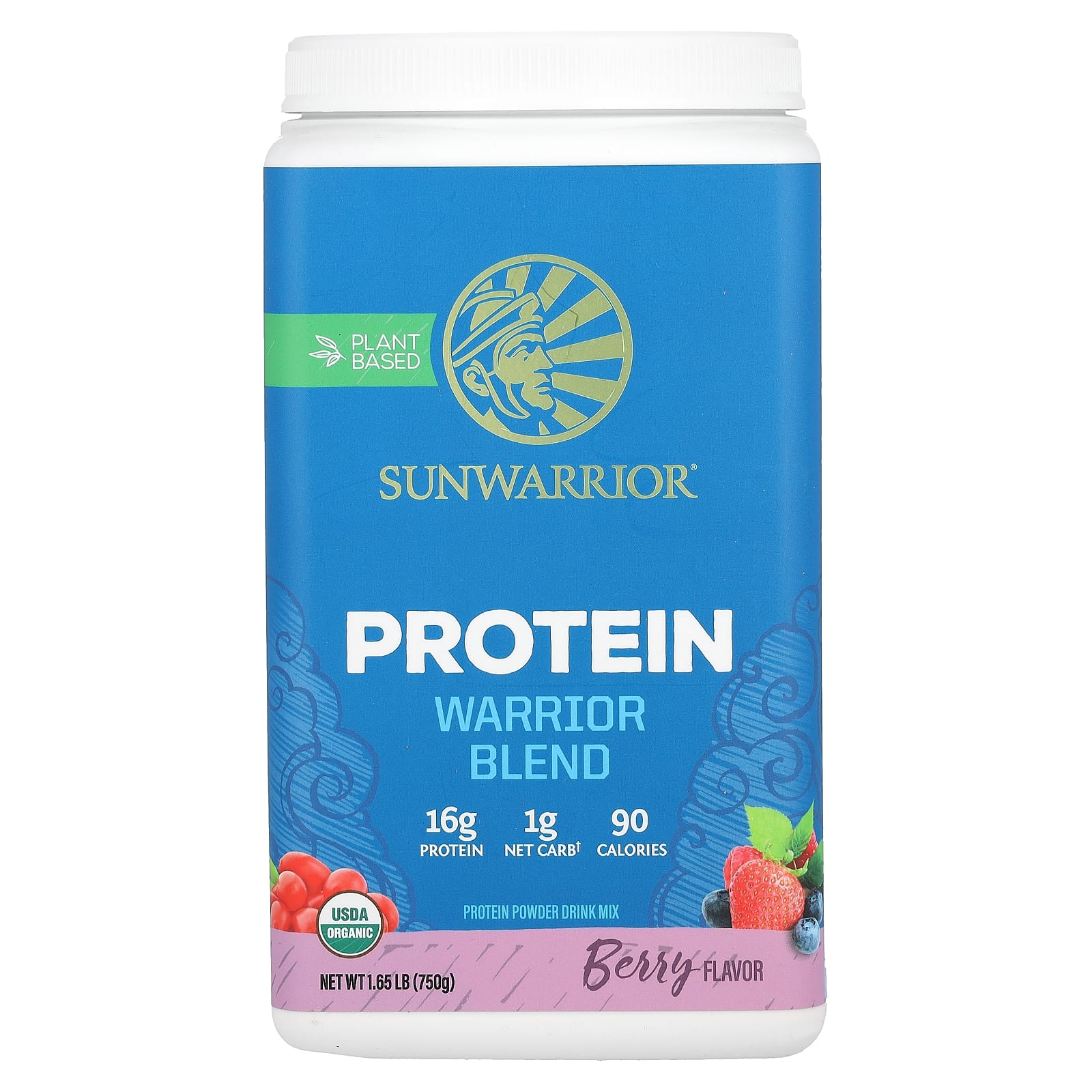 Sunwarrior Warrior Blend Protein протеиновая смесь с ягодным вкусом 750 г 165 фунта 8590₽
