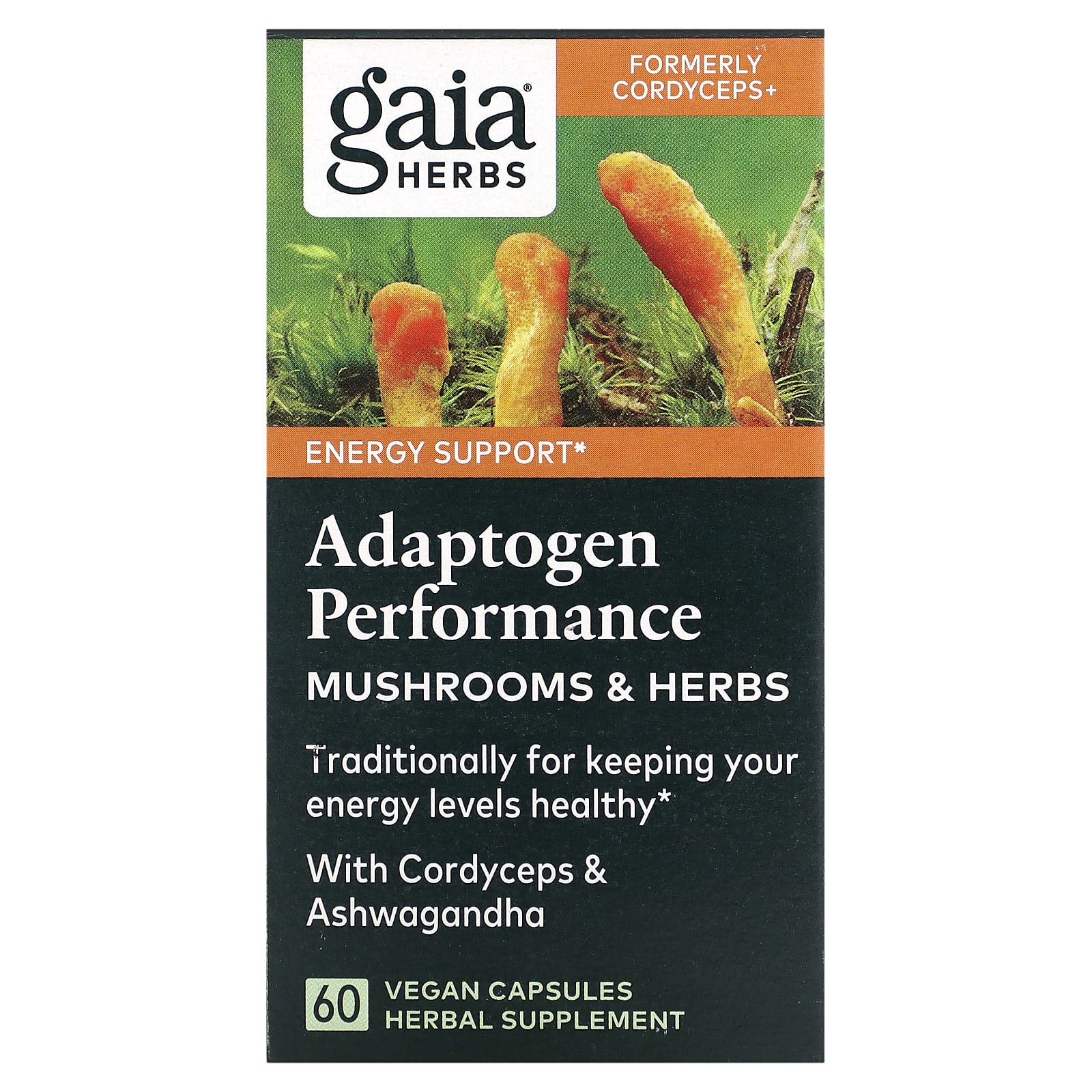 Gaia Herbs Adaptogen Performance грибы и травы 60 веганских капсул 6390₽