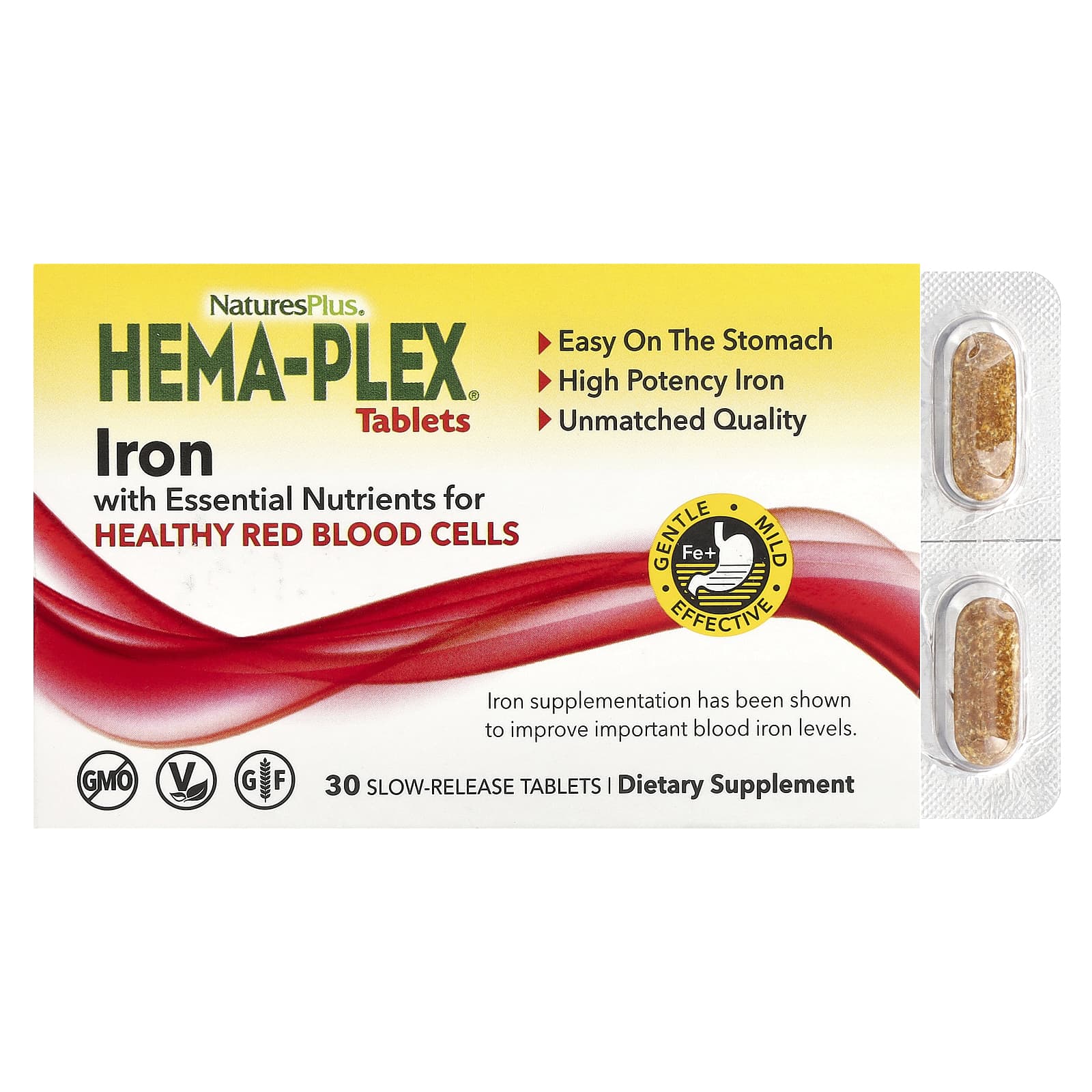 NaturesPlus Hema-Plex железо 30 таблеток медленного высвобождения 2390₽