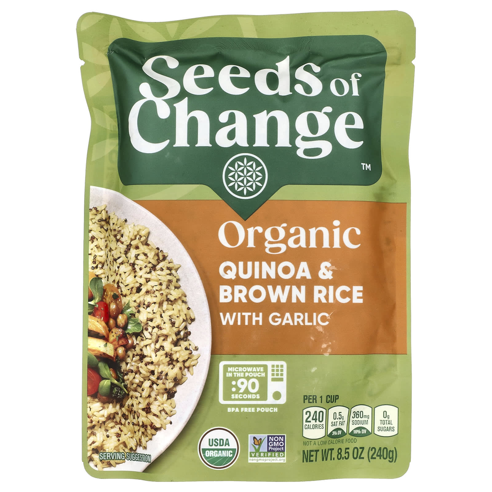 Seeds of Change Органический киноа и коричневый рис с чесноком 240 г 85 унции 1590₽