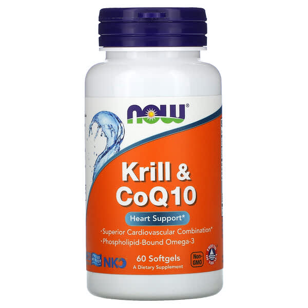 NOW Foods, масло криля с коэнзимом Q10, 60 капсул