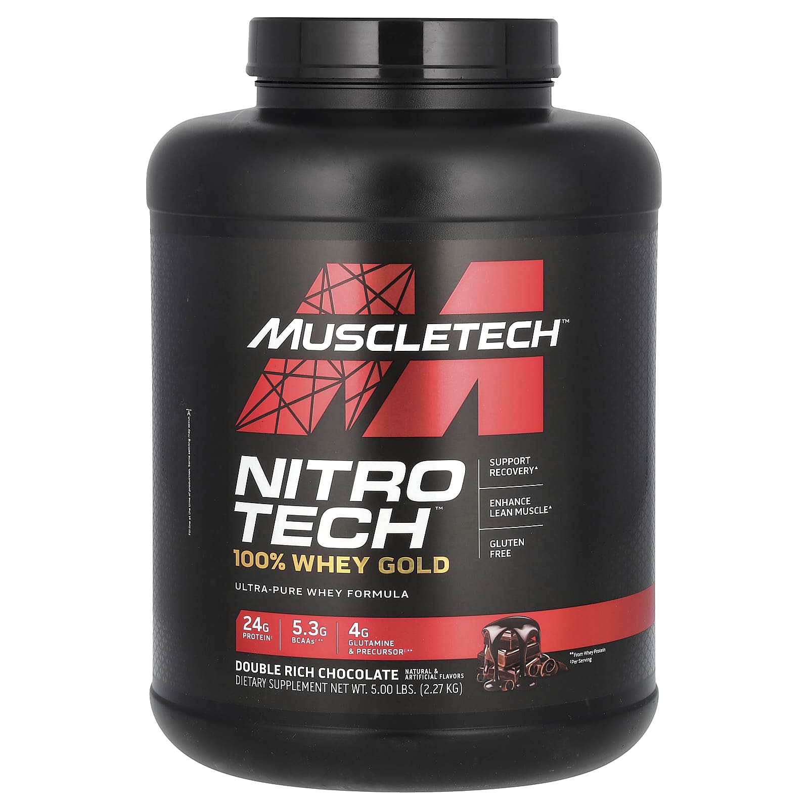 MuscleTech Nitro Tech 100 Whey Gold сывороточный протеин со вкусом двойного шоколада 227 г 5 фунтов 12390₽