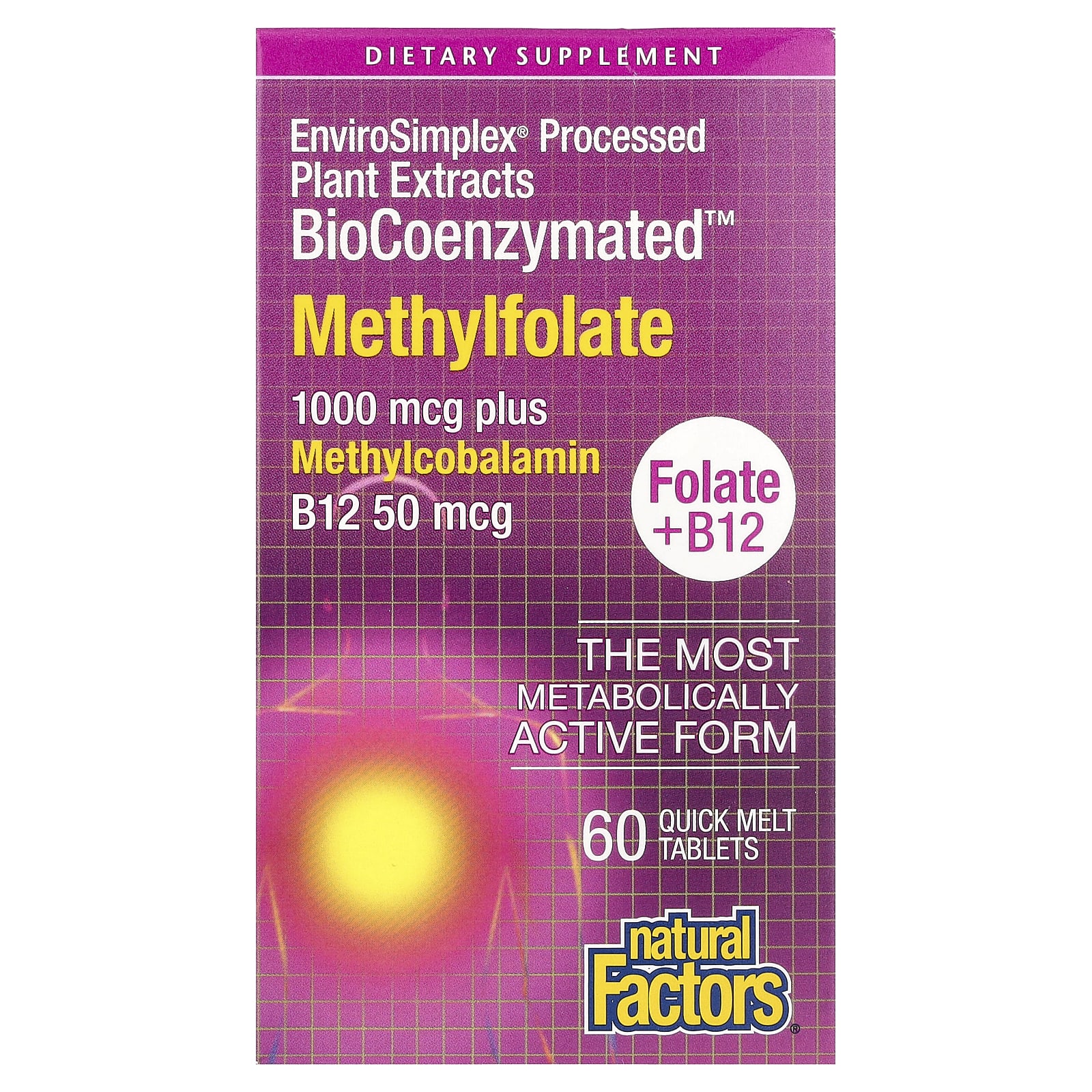 Natural Factors BioCoenzymated метилфолат 1000 мкг 60 быстрорастворимых таблеток 2890₽