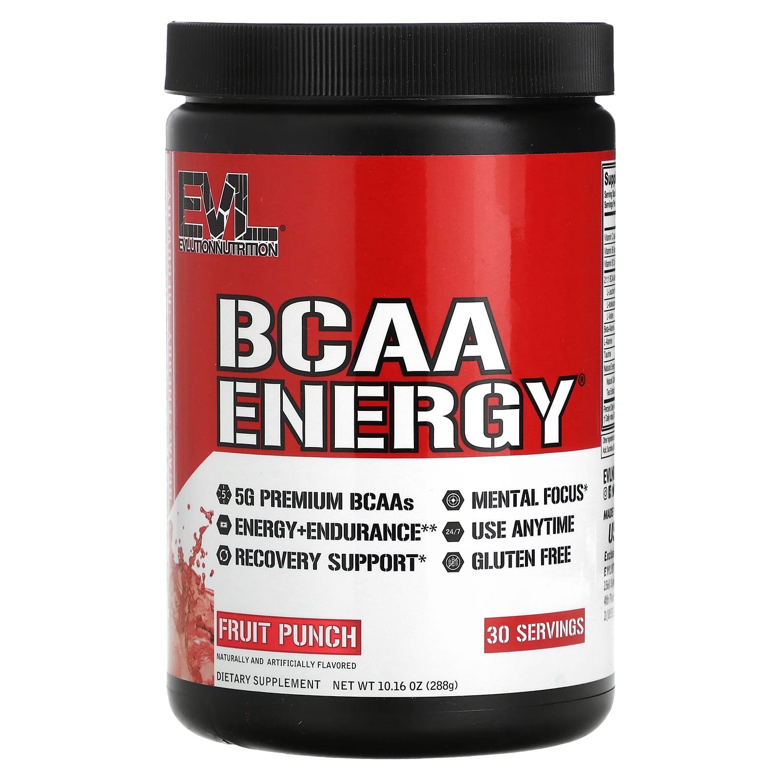 EVLution Nutrition BCAA Energy смесь для приготовления энергетических напитков фруктовый пунш 288 г 1016 унции 4090₽