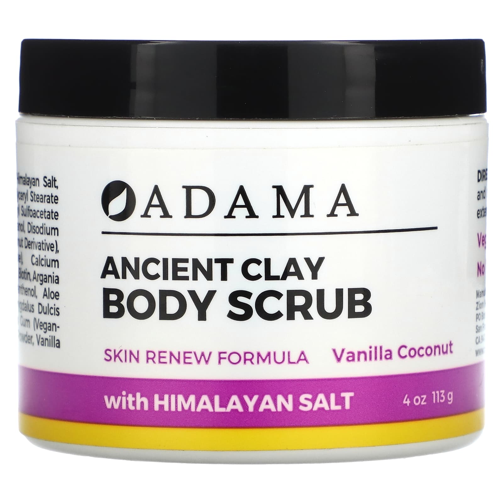 Zion Health Adama Ancient Clay скраб для тела ваниль и кокос 113 г 4 унции 1990₽