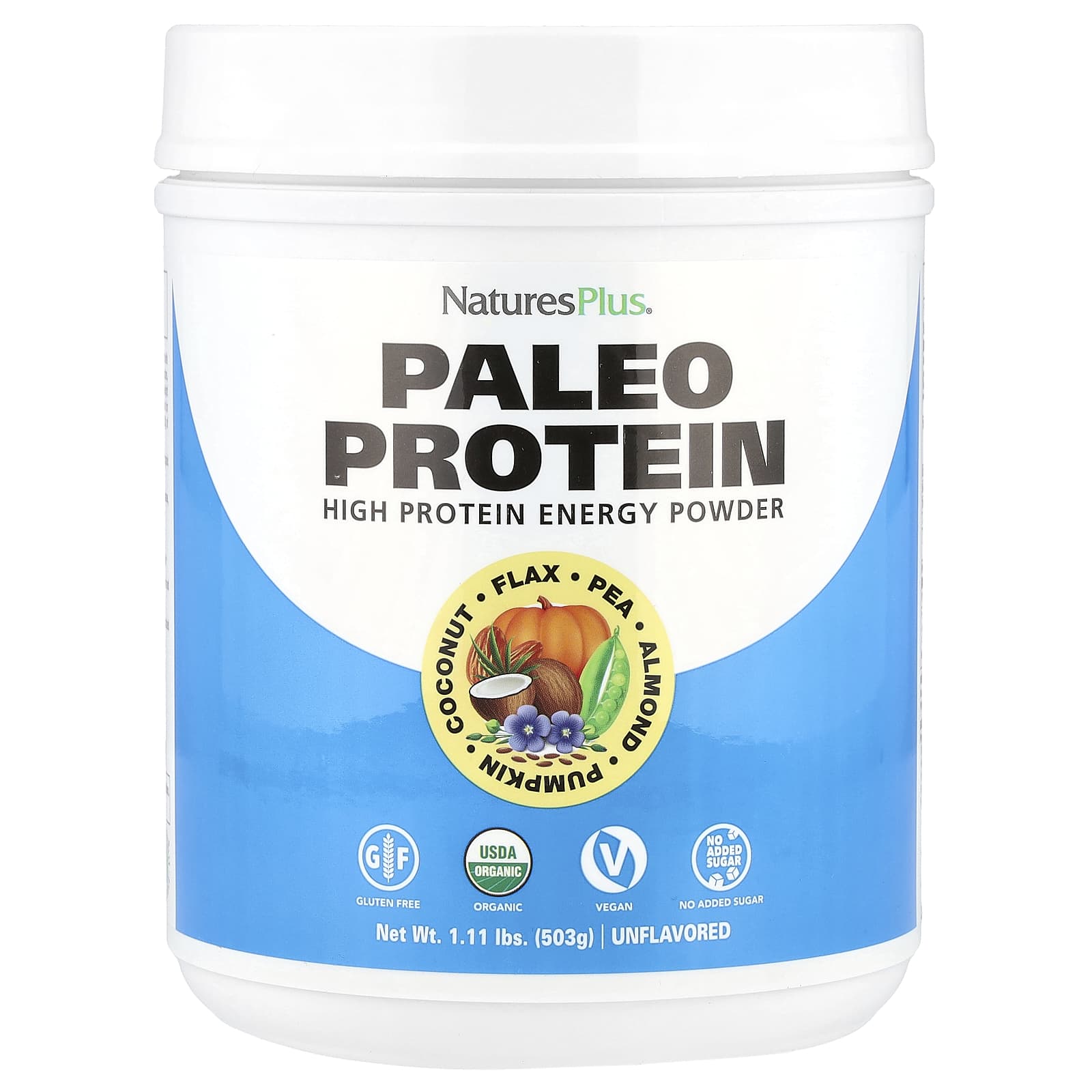 NaturesPlus, Paleo Protein Powder, палеопротеиновый порошок, без ароматизаторов и подсластителей, 503 г (1,11 фунта)