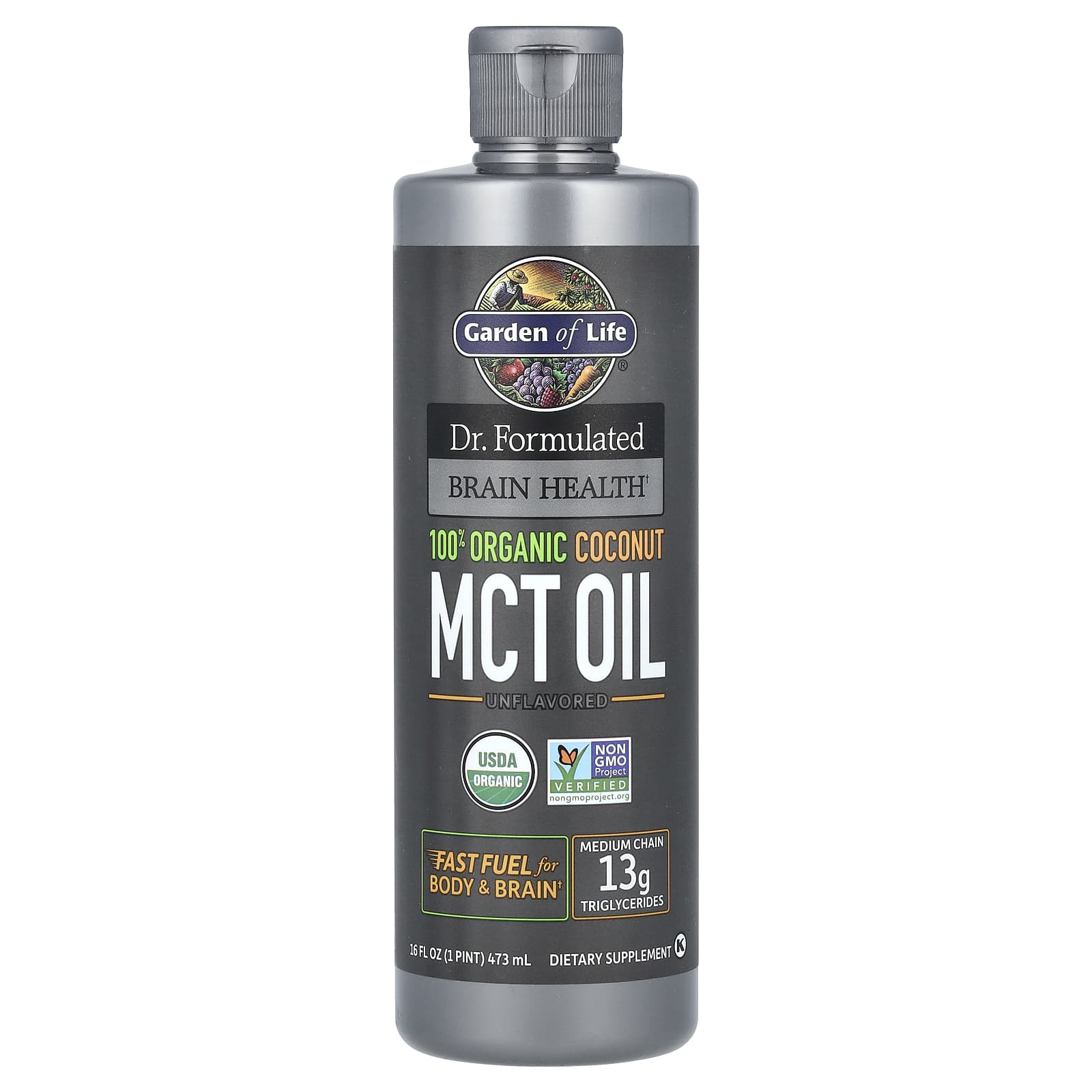 Garden of Life Цельнопищевой магний Formulated Brain Health 100 органическое кокосовое масло со среднецепочечными триглицеридами без добавок 473 мл 16 жидк Унций 3590₽