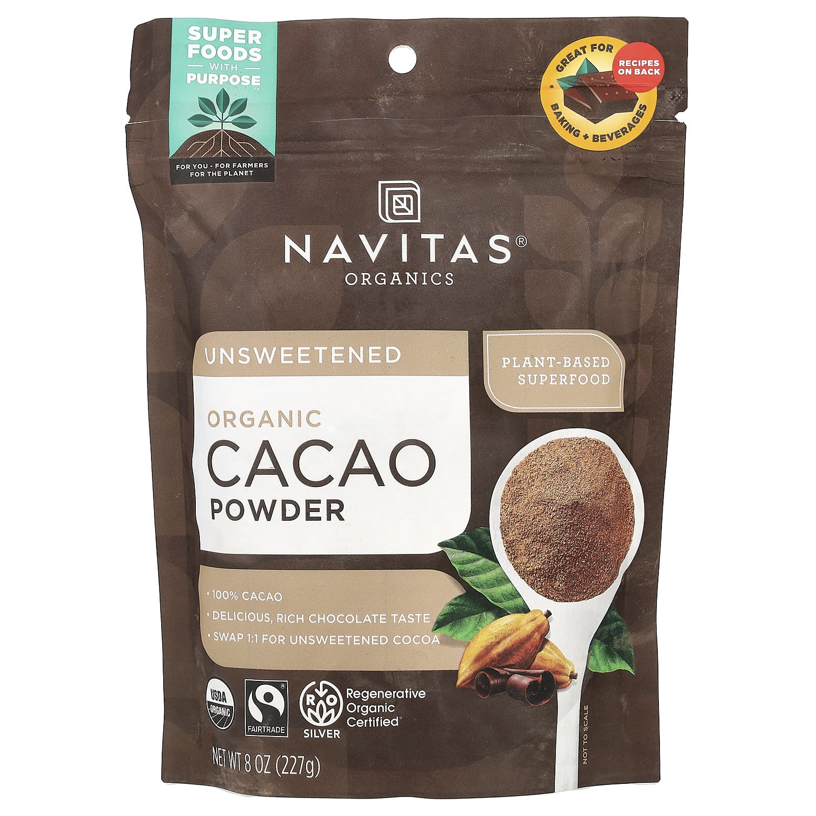 Navitas Organics Органический какао-порошок 227 г 8 унций 2090₽