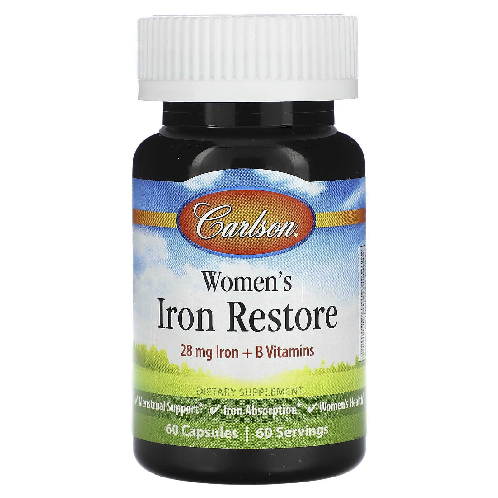 Carlson Womens Iron Restore 28 mg Iron B Vitamins 60 Capsules 2790₽