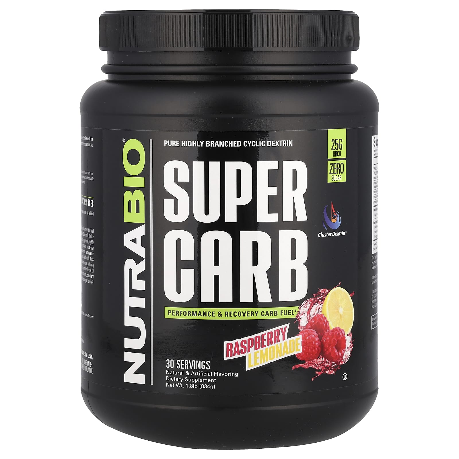 NutraBio Super Carb малиновый лимонад 834 г 18 фунта 7590₽