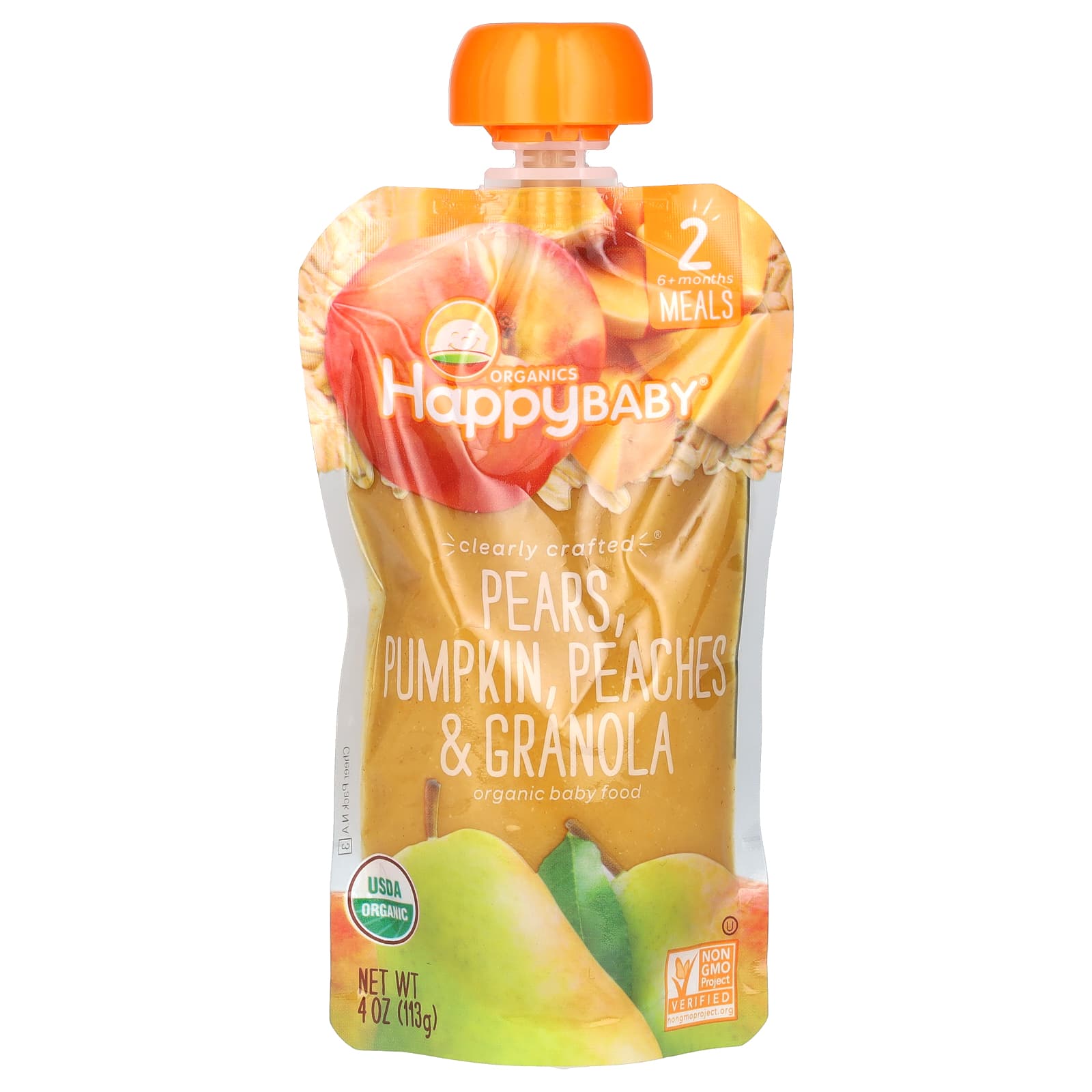 Happy Family Organics Органическое детское питание этап 2 от 6 месяцев груши тыква персики и мюсли 113 г 4 унции 1390₽