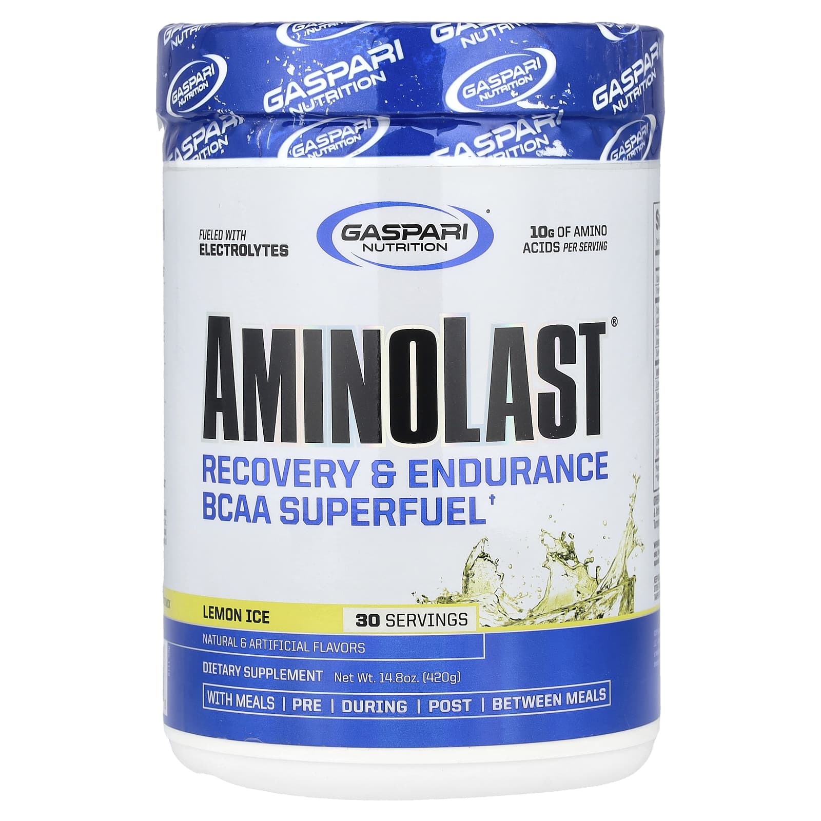 Gaspari Nutrition Aminolast Супертопливо BCAA восстановление и выносливость лимонный лед 148 унц 420 г 5090₽
