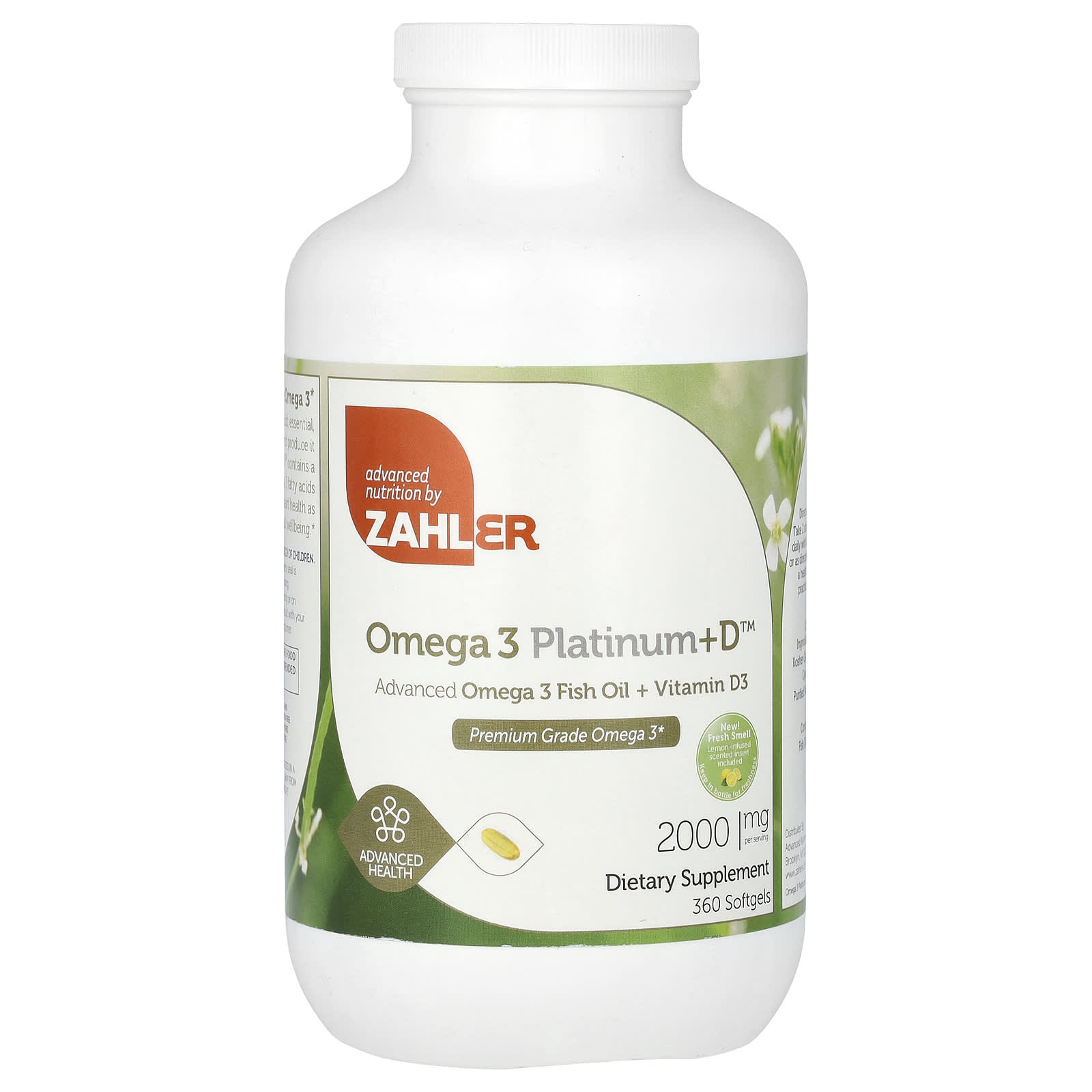 Zahler Omega 3 PlatinumD усовершенствованный рыбий жир с омега-3 и витамином D3 2000 мг 360 мягких таблеток 1000 мг на мягкую таблетку 17790₽