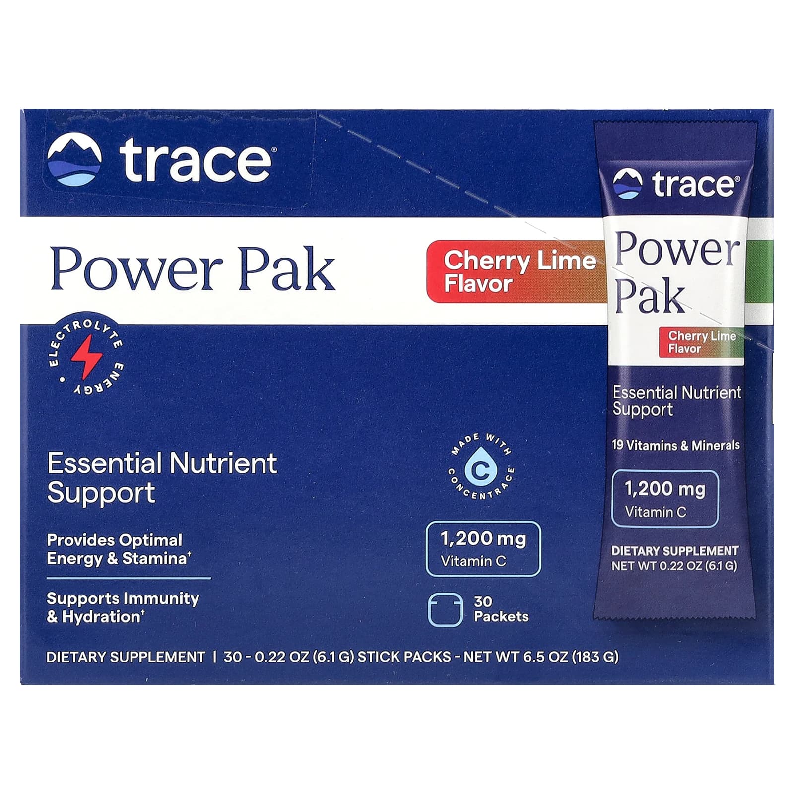 Trace Minerals Electrolyte Stamina PowerPak вишня и лайм 30 пакетиков по 52 г 018 унции 3390₽