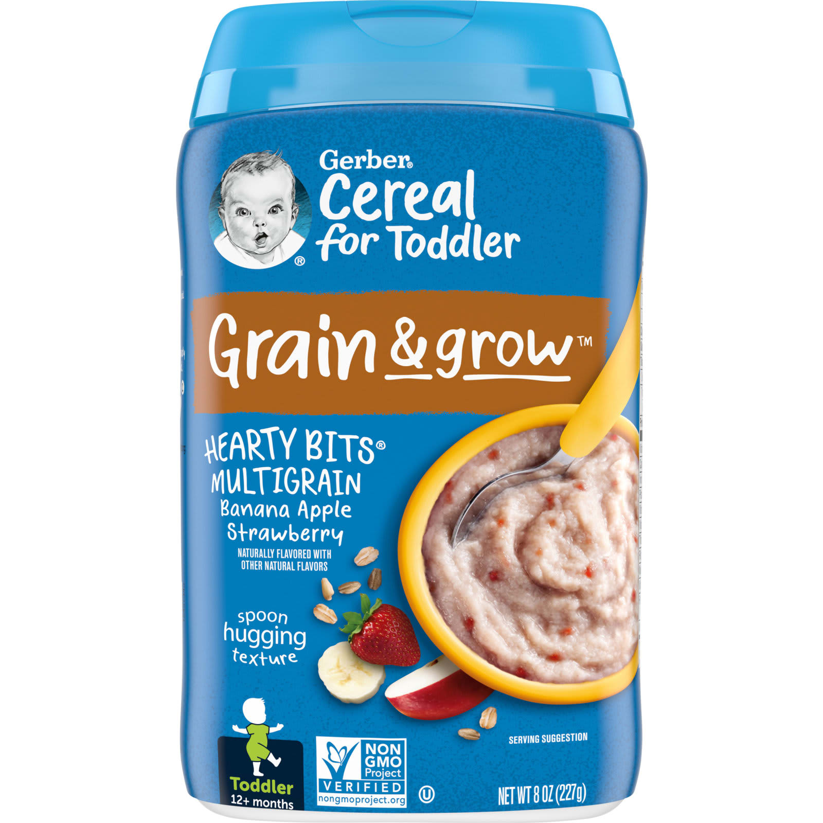 Gerber Cereal for Toddler Grain - Grow Hearty Bits MultiGrain от 12 месяцев банан яблоко и клубника 227 г 8 унций 1590₽