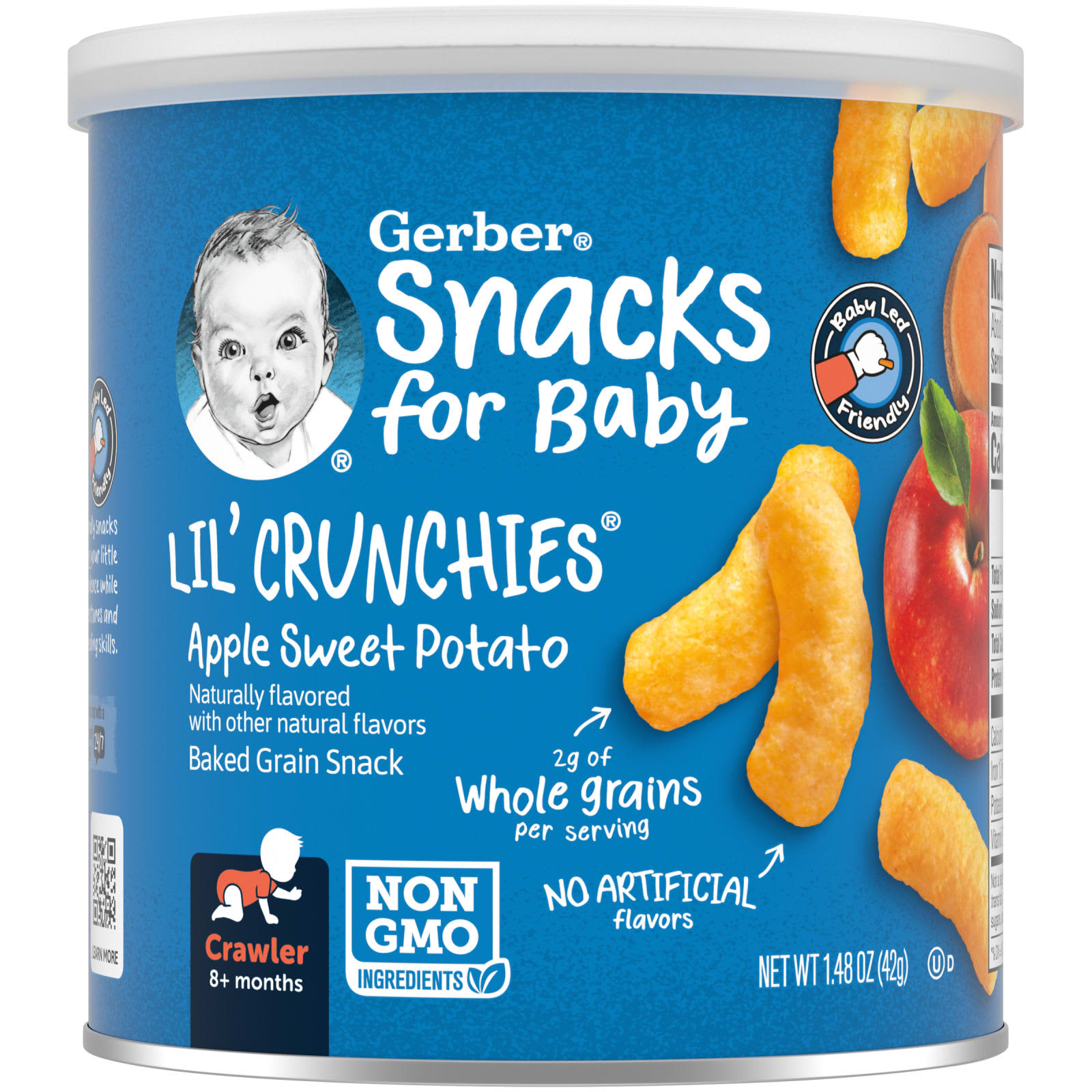 Gerber Snacks for Baby Lil Crunchies снек из запеченного зерна для детей от 8 месяцев яблоко и батат 42 г 148 унции 1490₽